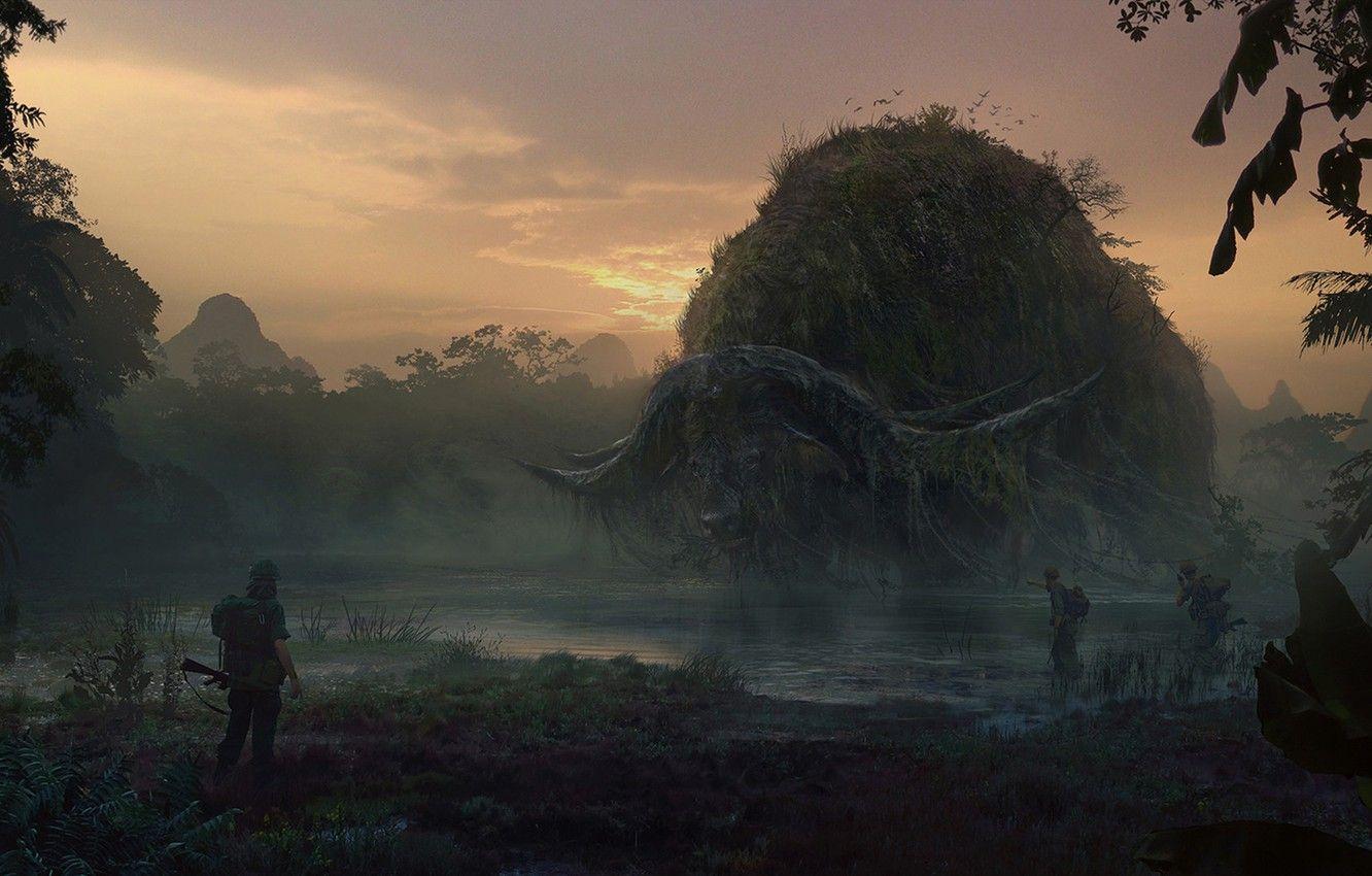 1332x850 Wallpaper Concept art, Kong: Skull Island, Kong: skull