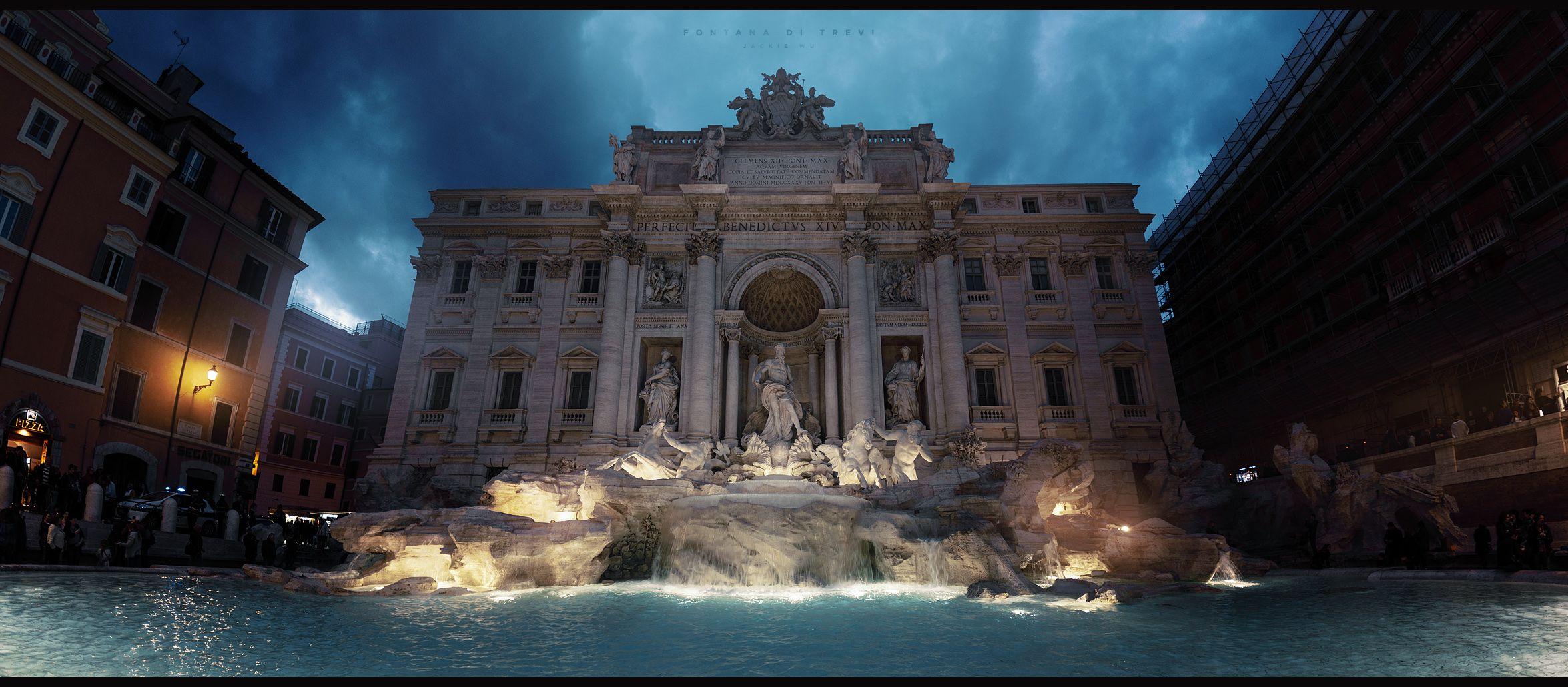 2350x1030 Fontana Di Trevi Wallpaper. Mardi