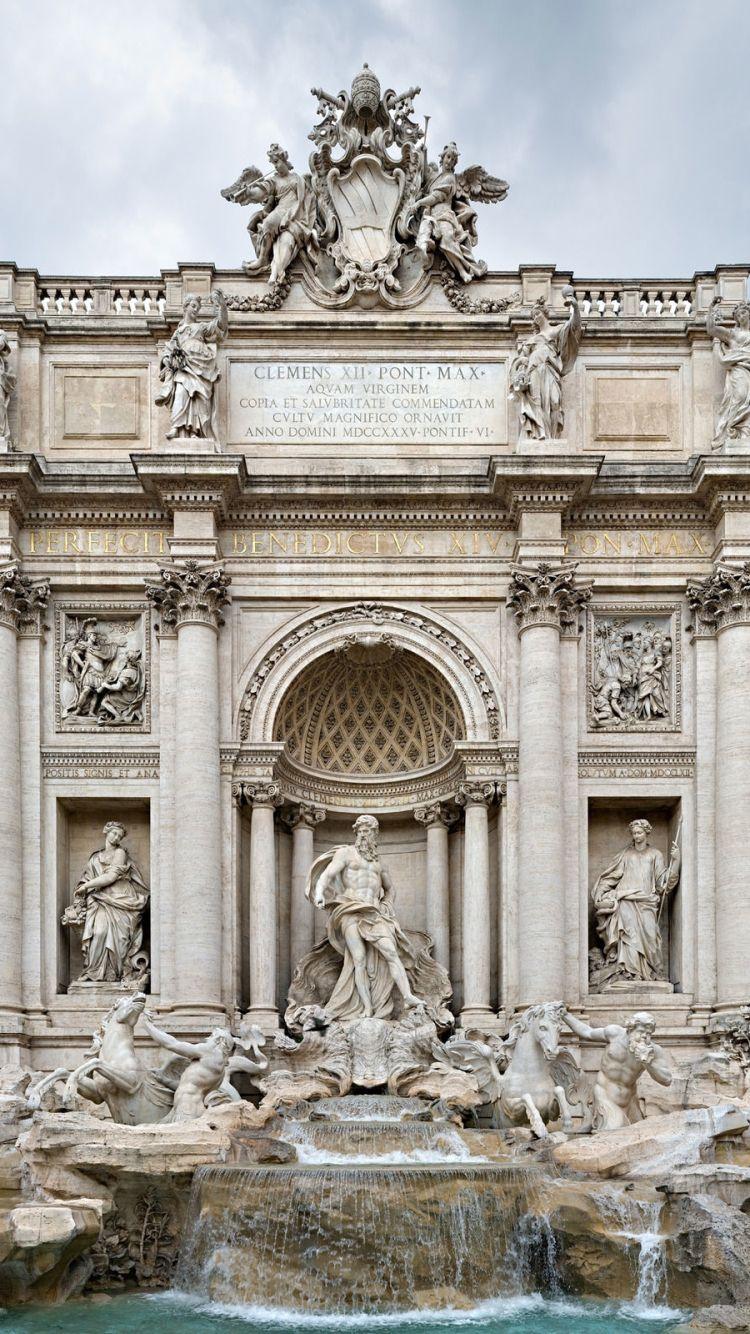 750x1334 Man Made Trevi Fountain (750x1334) Wallpaper