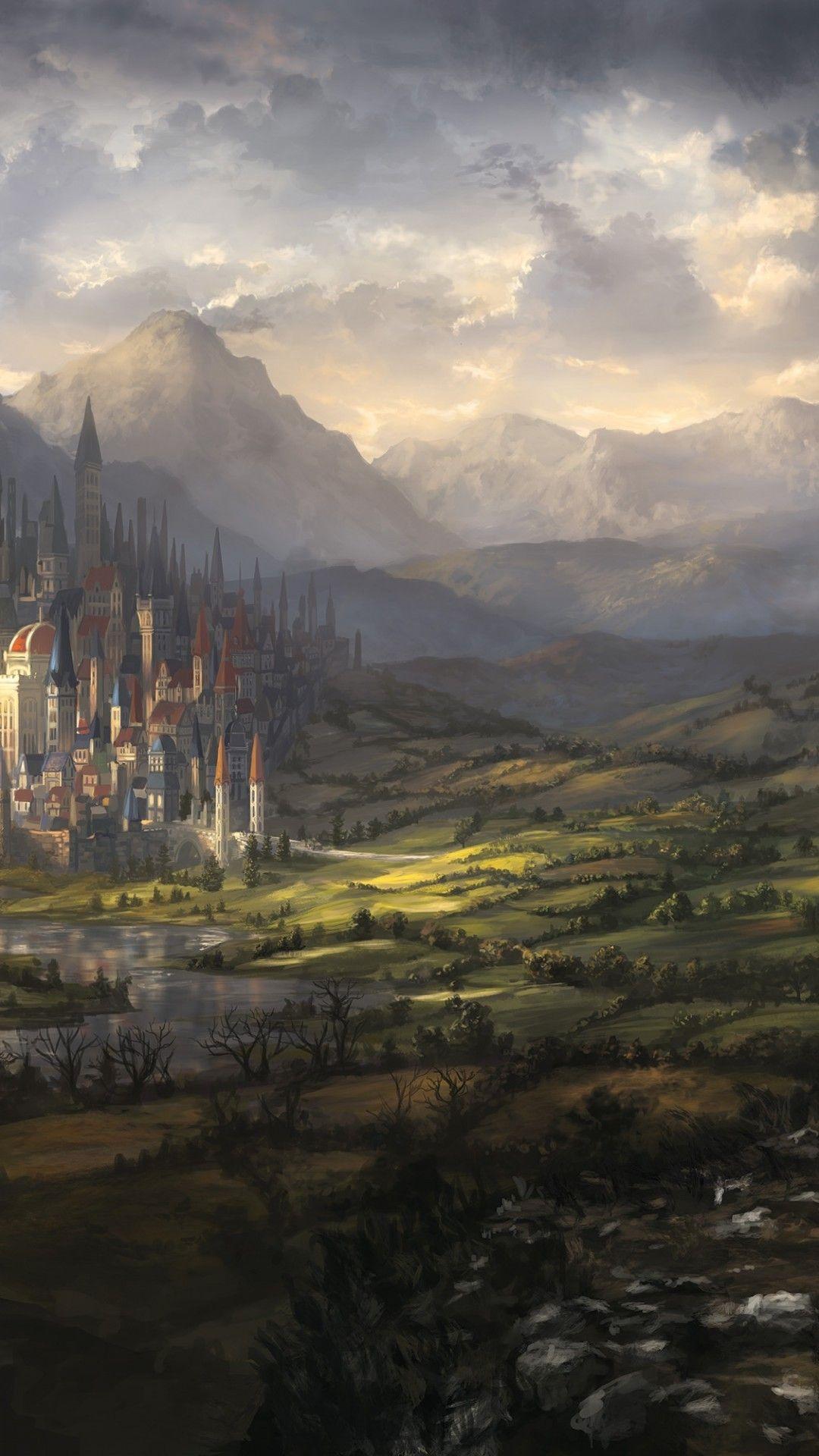 1080x1920 Download 1080x1920 Fantasy Landscape, Castle, City, Darkness