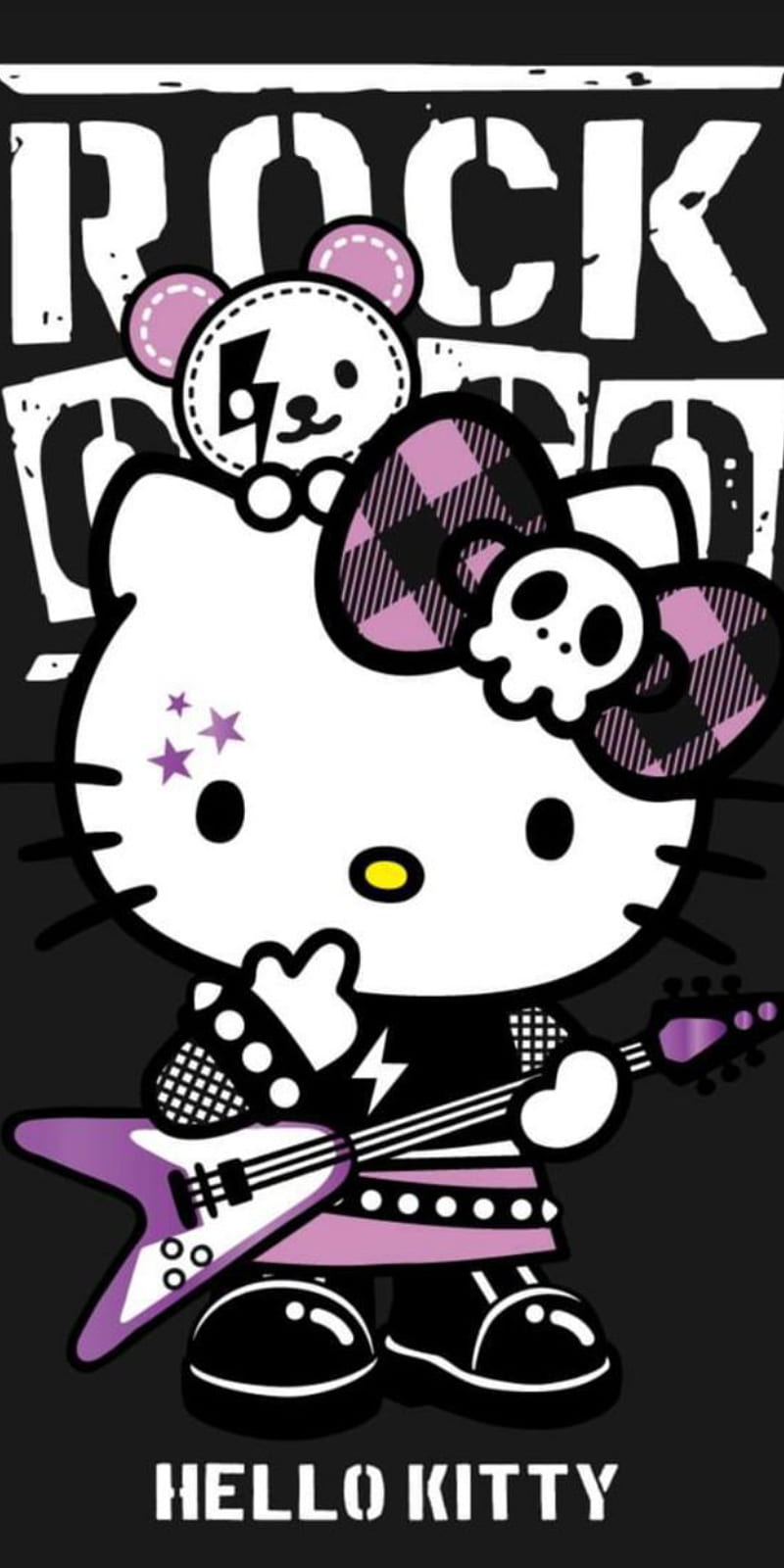 800x1600 Hello kitty, rock, black, HD phone wallpaper