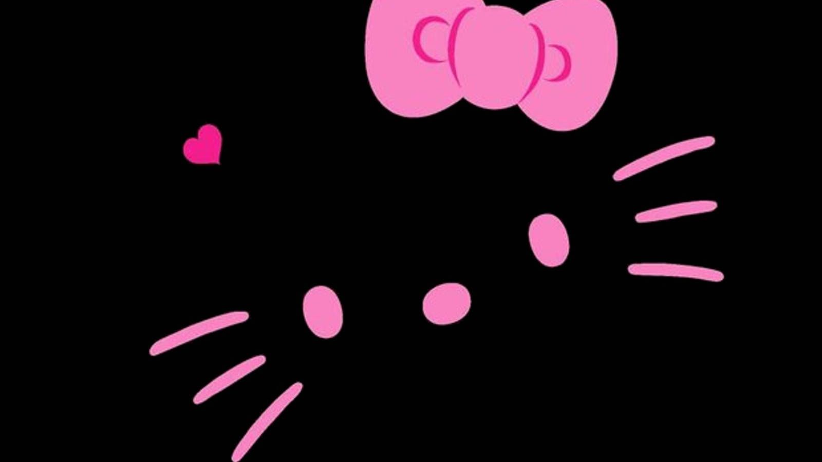 1600x900 Cute Black Minimalist Hello Kitty Wallpaper