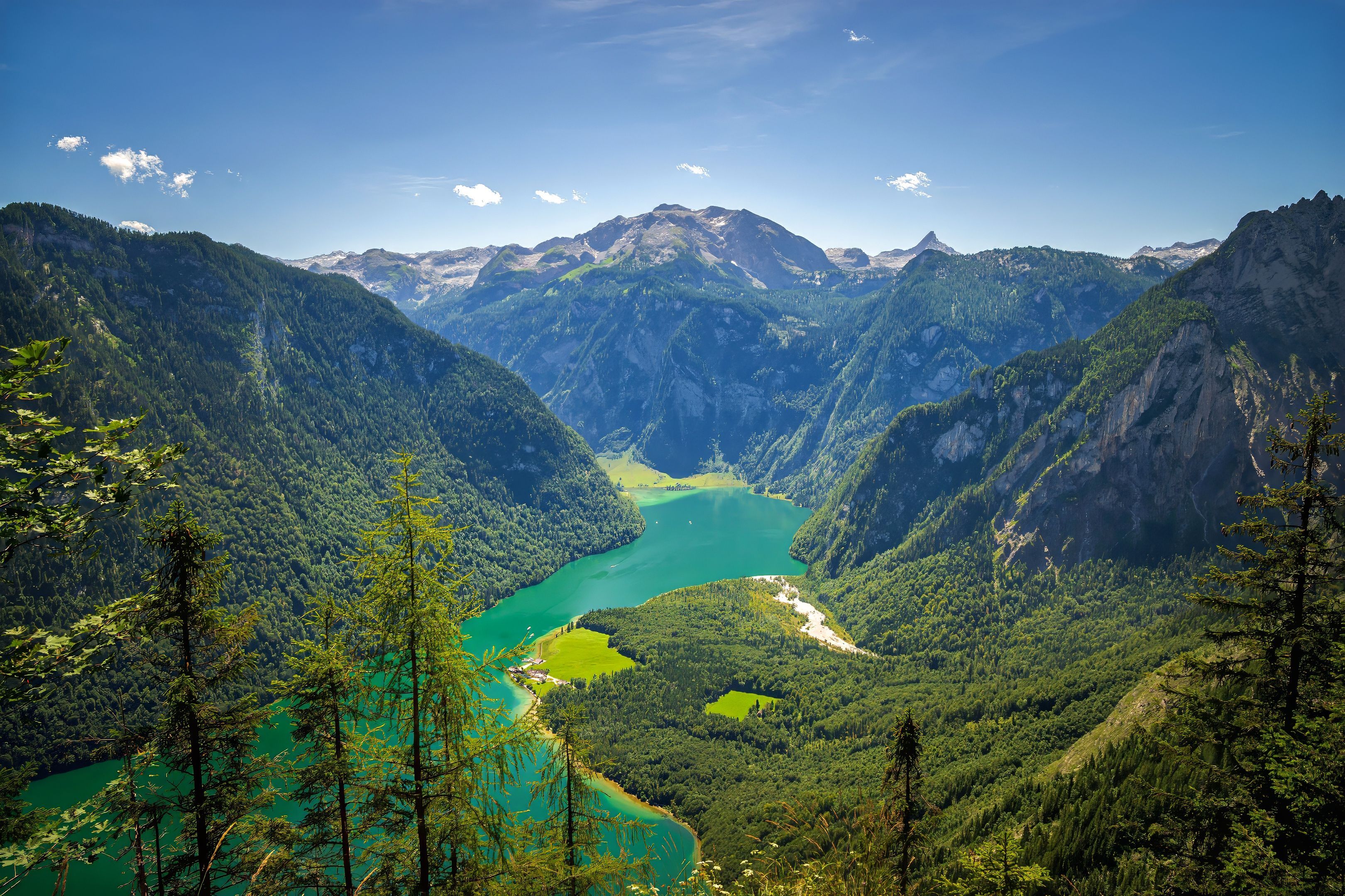3240x2160 Download wallpaper 3240x2160 mountains, landscape, lake, nature, valley HD background