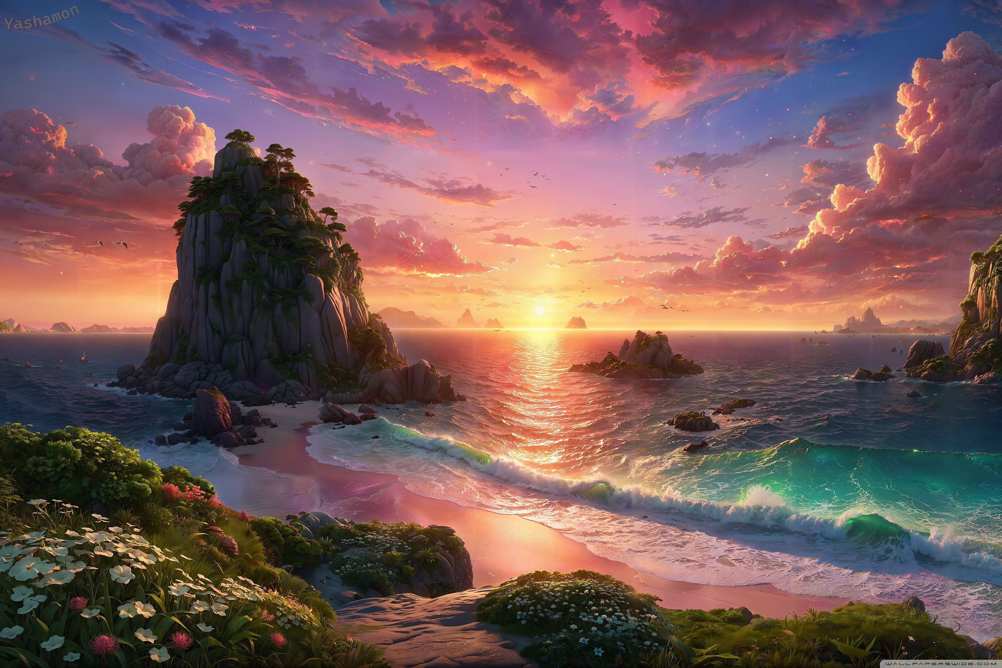 3240x2160 Beautiful Beach View Artwork 4K UHD Wallpaper for UltraHD Desktop and TV : Widescreen and UltraWide Display