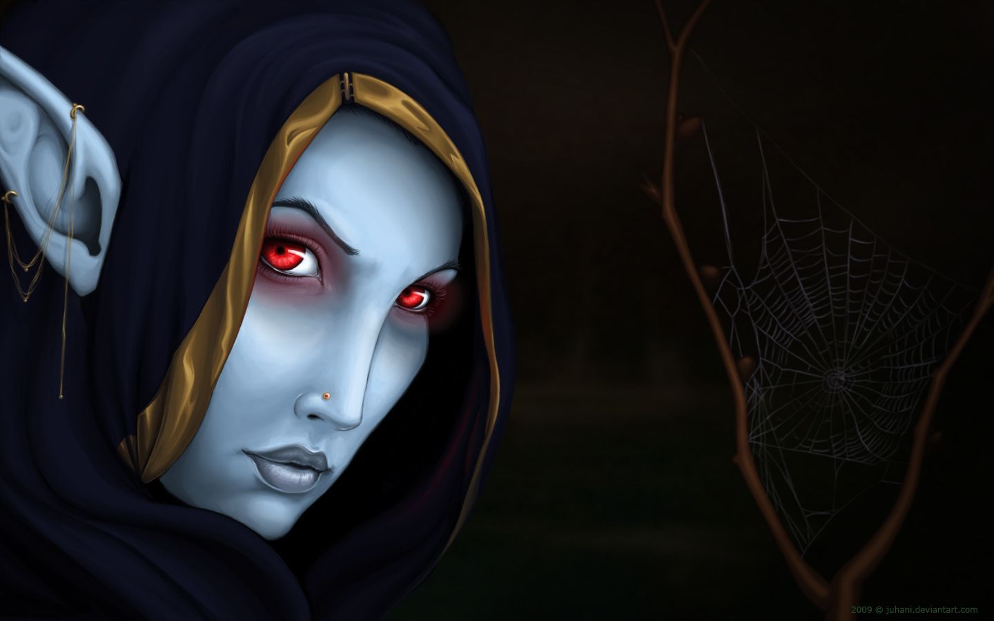 1440x900 Traxex Drow Ranger spiderweb