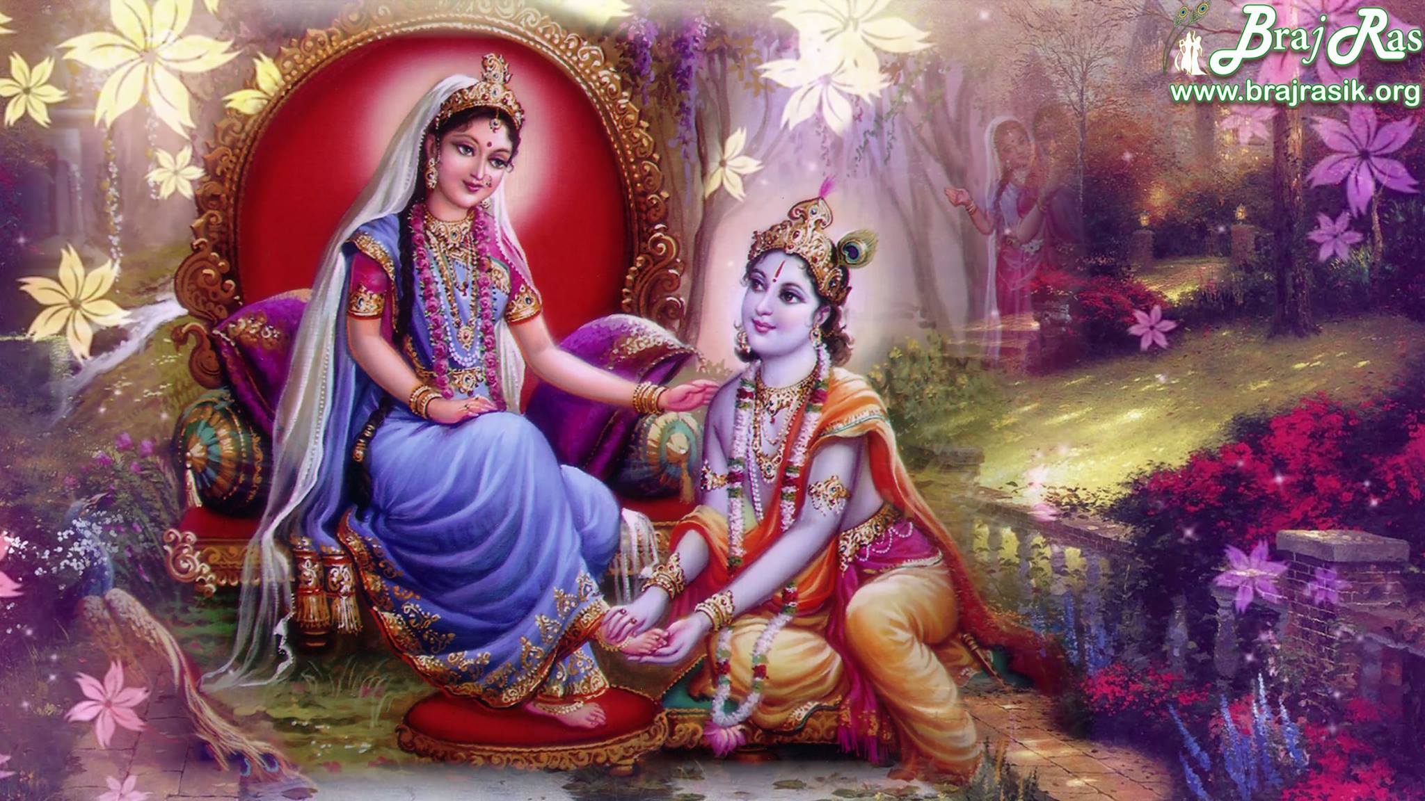 2048x1152 Shri Krishn and Radharani in bowers of