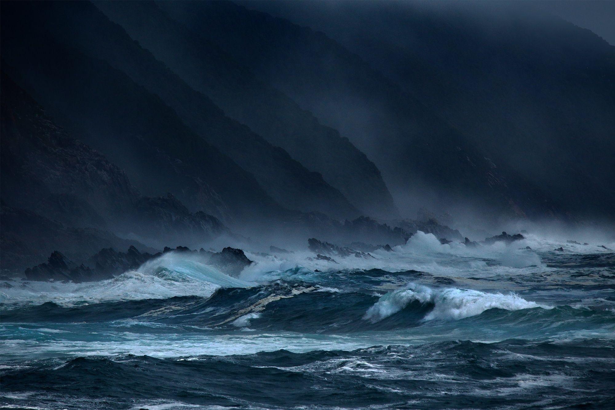 2000x1333 Sea, Waves, Storms, Rocks, Dark Wallpaper Storm, HD