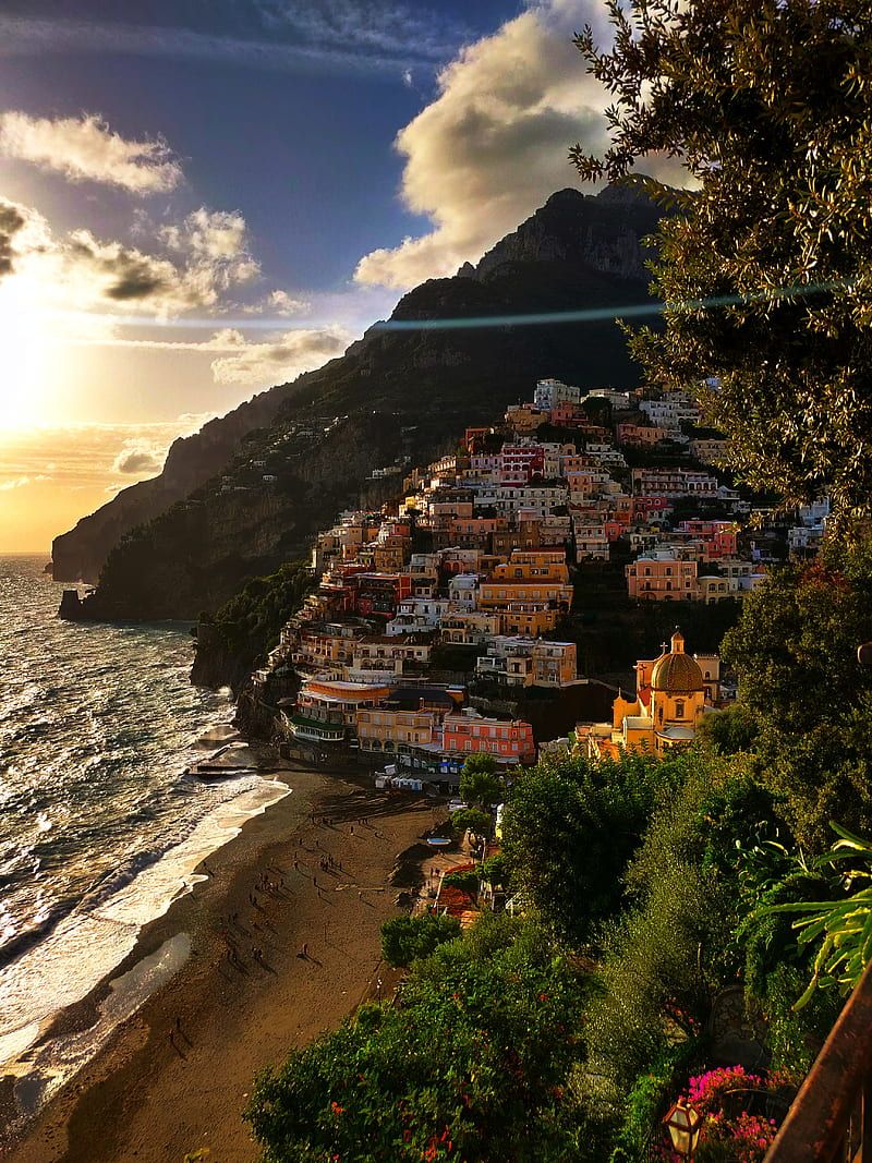 800x1067 Positano Italy, architecture, chill, colours, landscape, seaside, sunset, travel, HD phone wallpaper