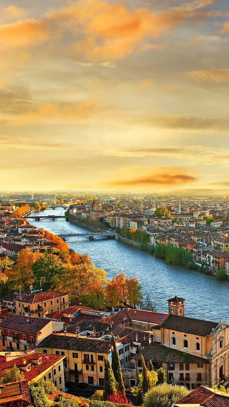 800x1422 Italy, bonito, city, landscape, river, sunset, HD phone wallpaper