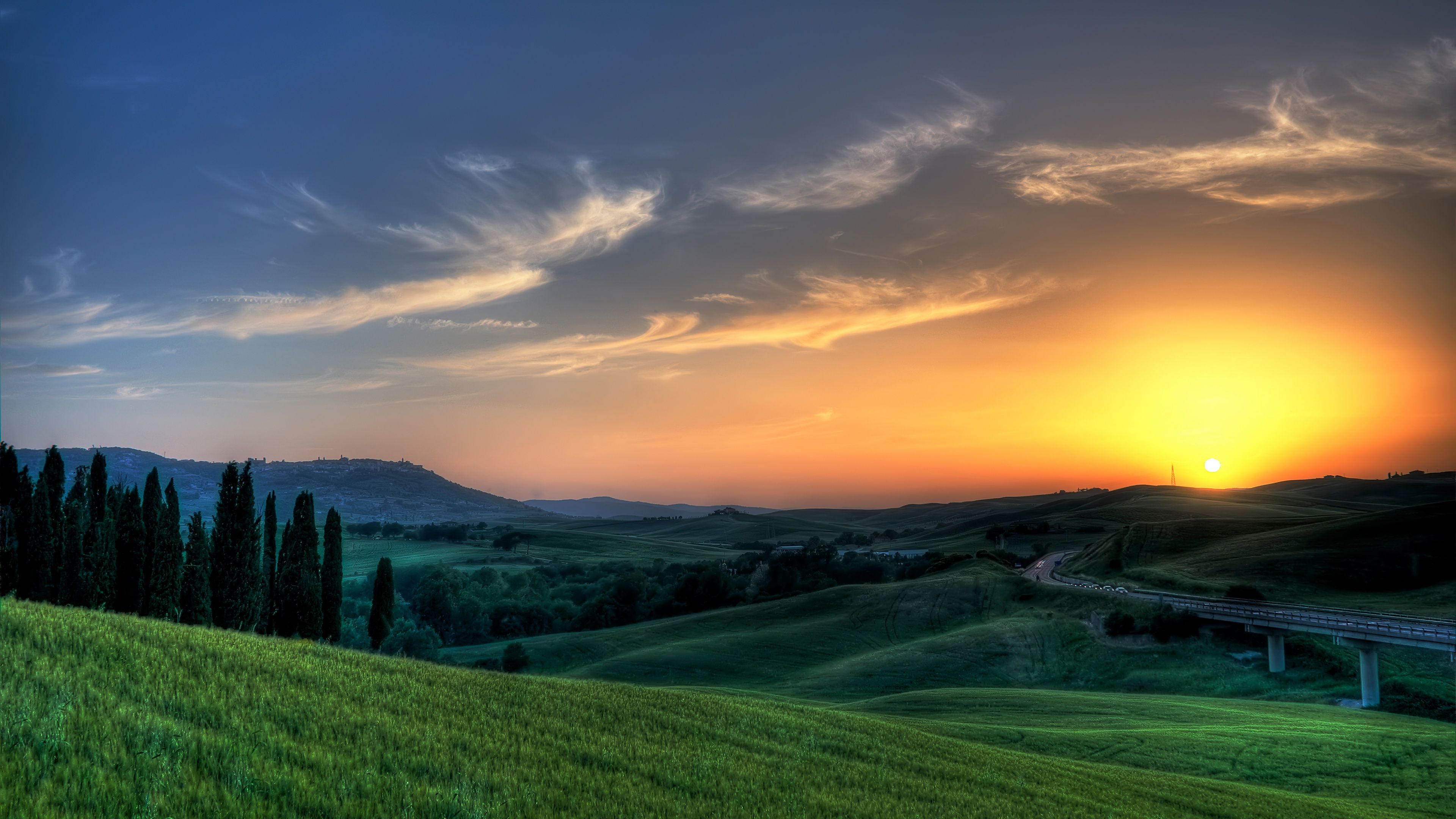3840x2160 Tuscany Wallpaper 4K, Sunset, Landscape, Italy, HDR, 5K
