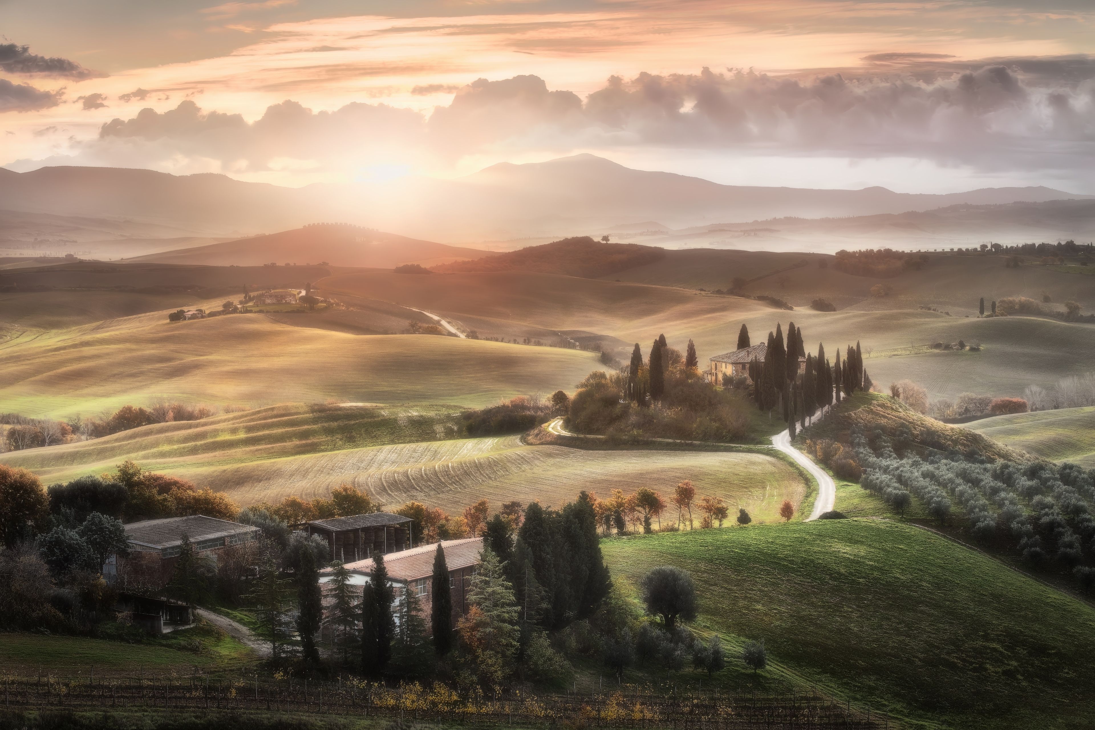 3840x2560 Tuscany 4k Italy Sunrise Wallpaper, HD Nature 4K Wallpaper, Image and Background