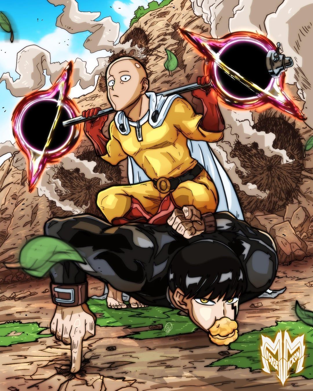 1080x1350 Saitama And Mash Burnedead Training Crossover Combo! (Art By Me! On Twitter X)