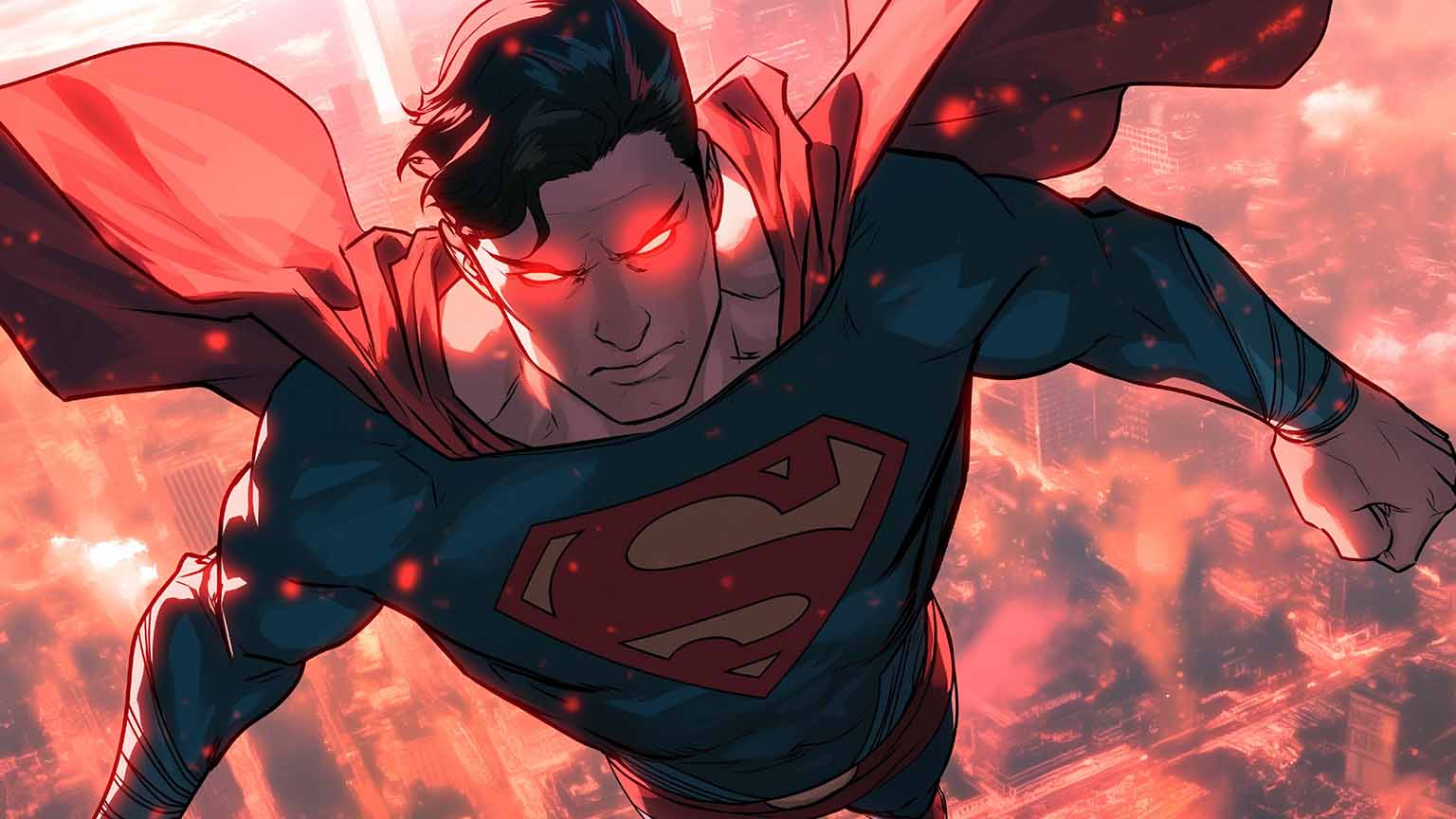 1536x864 DC Comics Angry Superman with Red Eyes Desktop Wallpaper