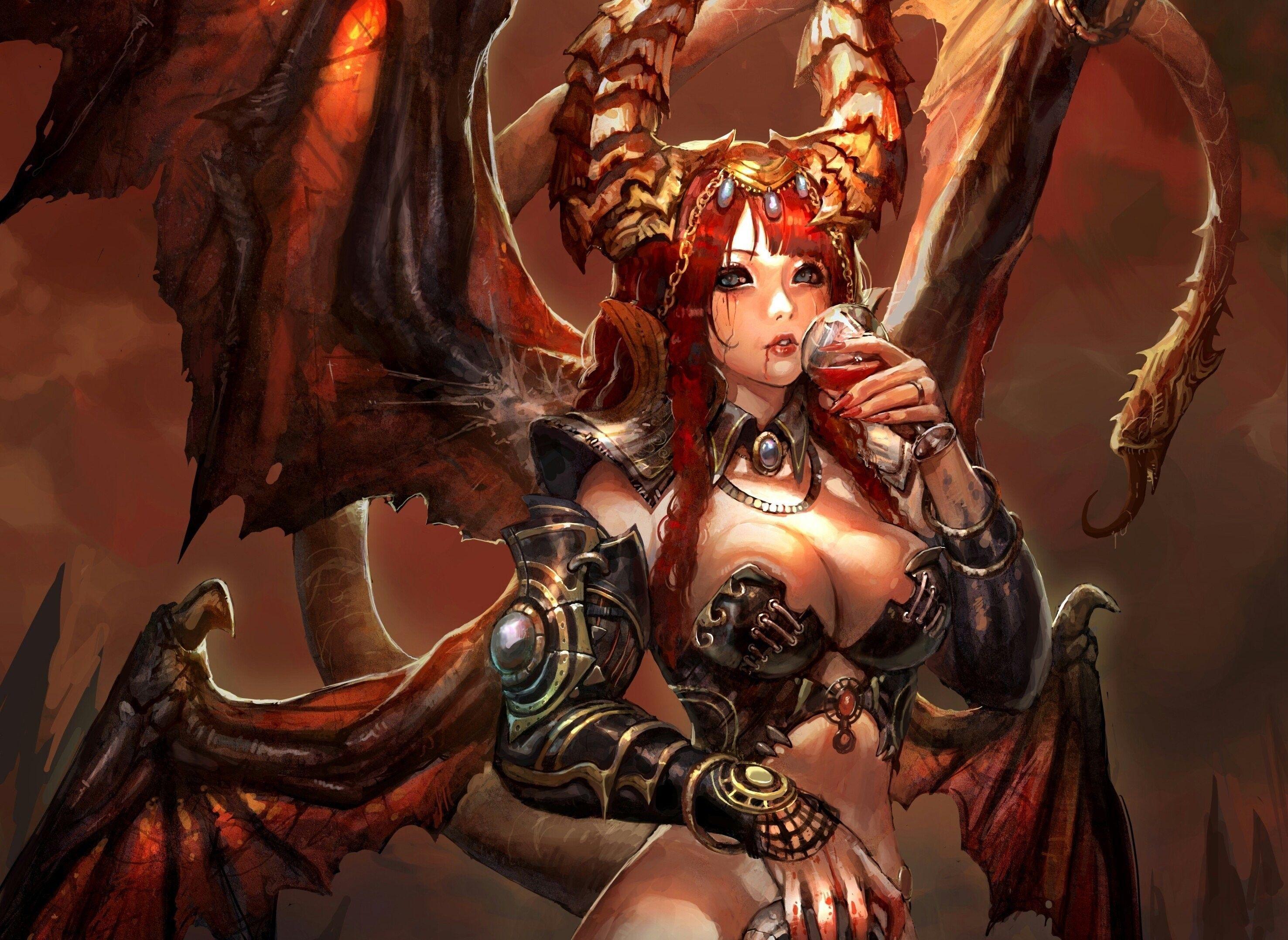 2953x2154 Female Demon Wallpaper