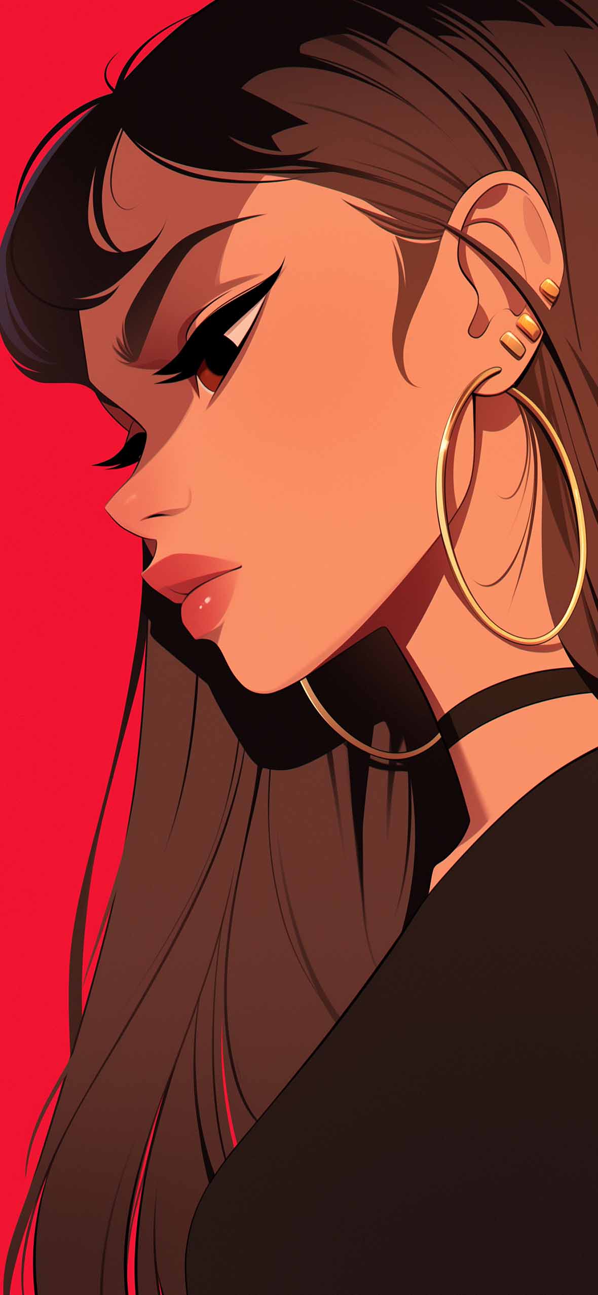 1180x2554 Cool Baddie Girl Red Background Wallpaper