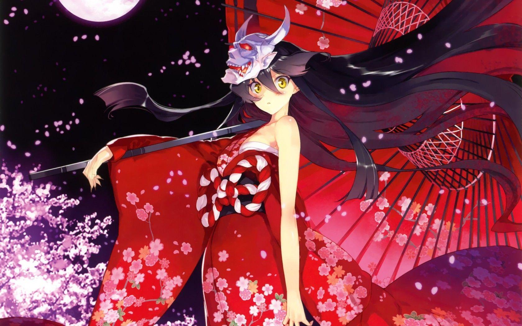 1680x1050 Anime oni girl. Anime kimono, Anime, Anime japan