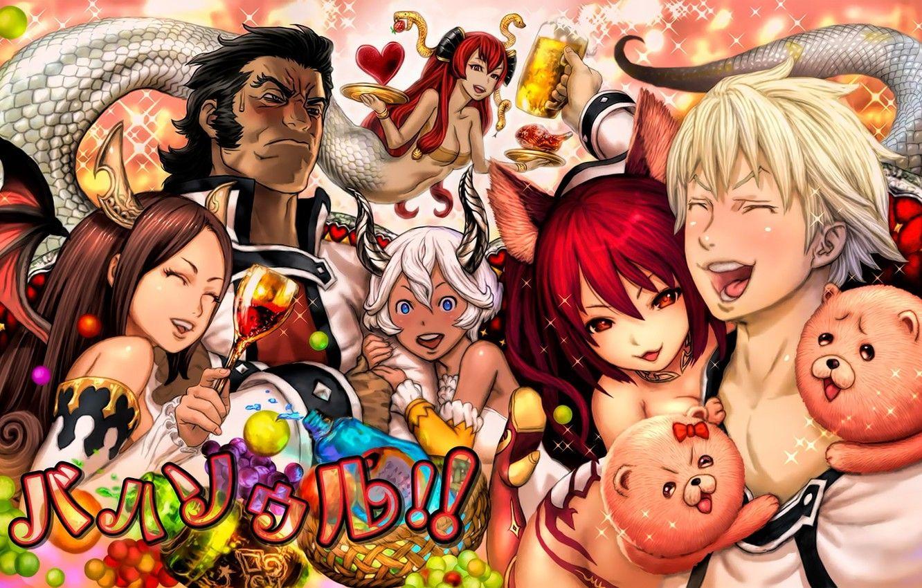 1332x850 Wallpaper demon, happy, puppy, anime, wings, man, wolf, funny