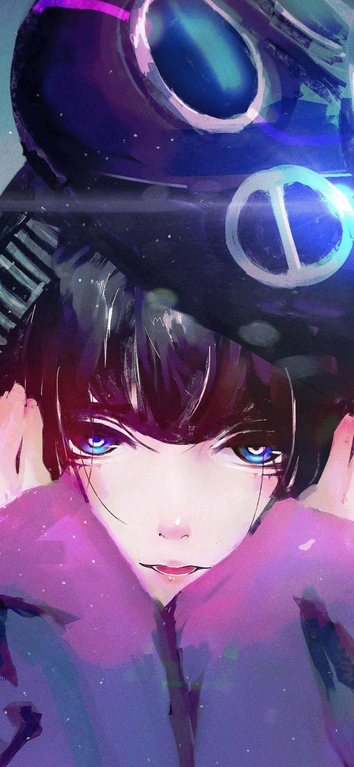 1242x2688 Anime Girl Gas Mask 4K 3840x2160 Wallpaper