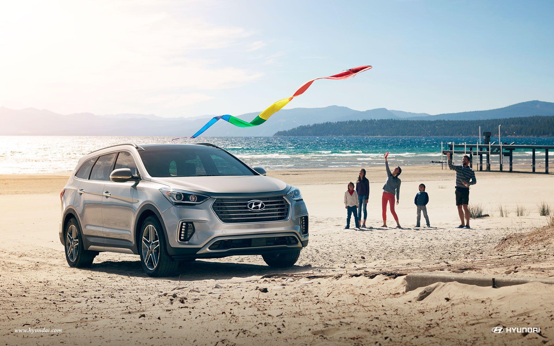 1920x1200 Hyundai Santa Fe on beach wide view HD wallpaper