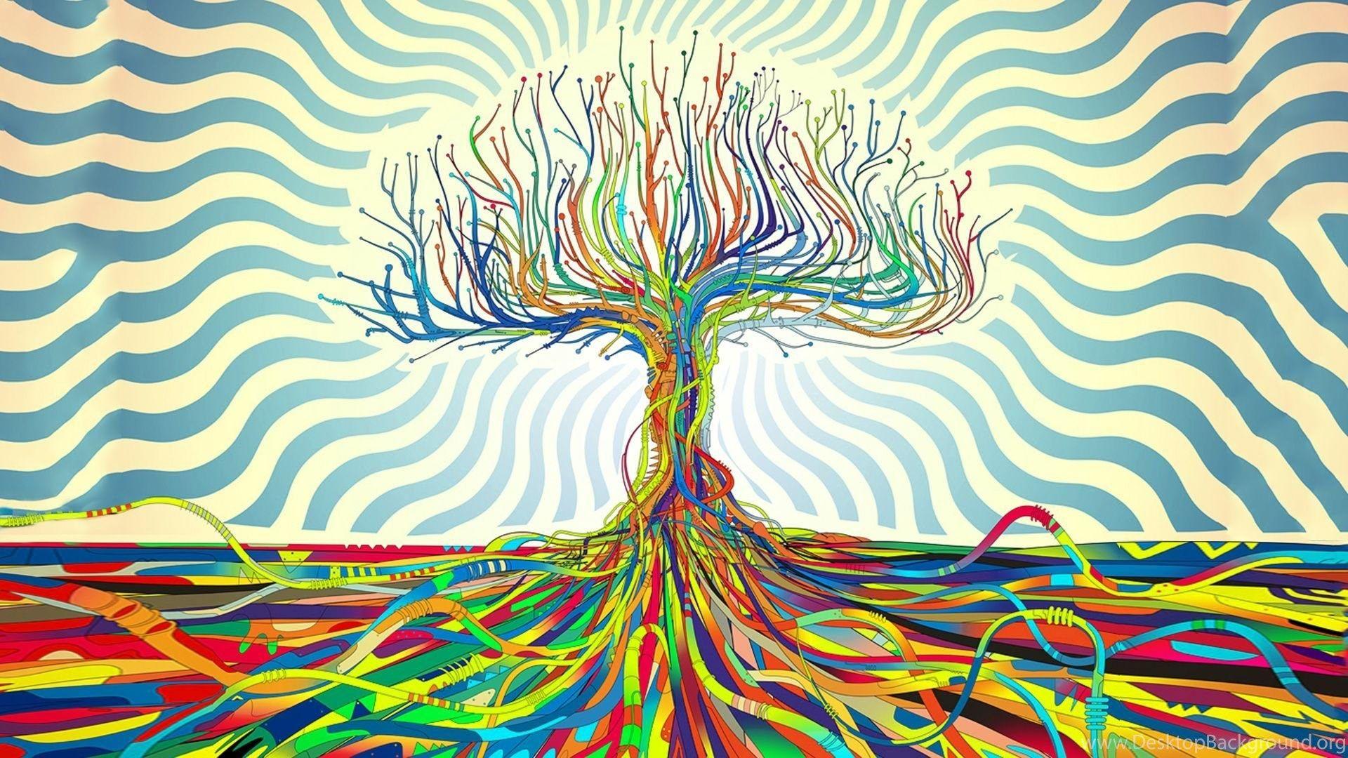 1920x1080 Colorful Trippy Desktop Wallpaper HD Pics Widescreen Tree For Pc