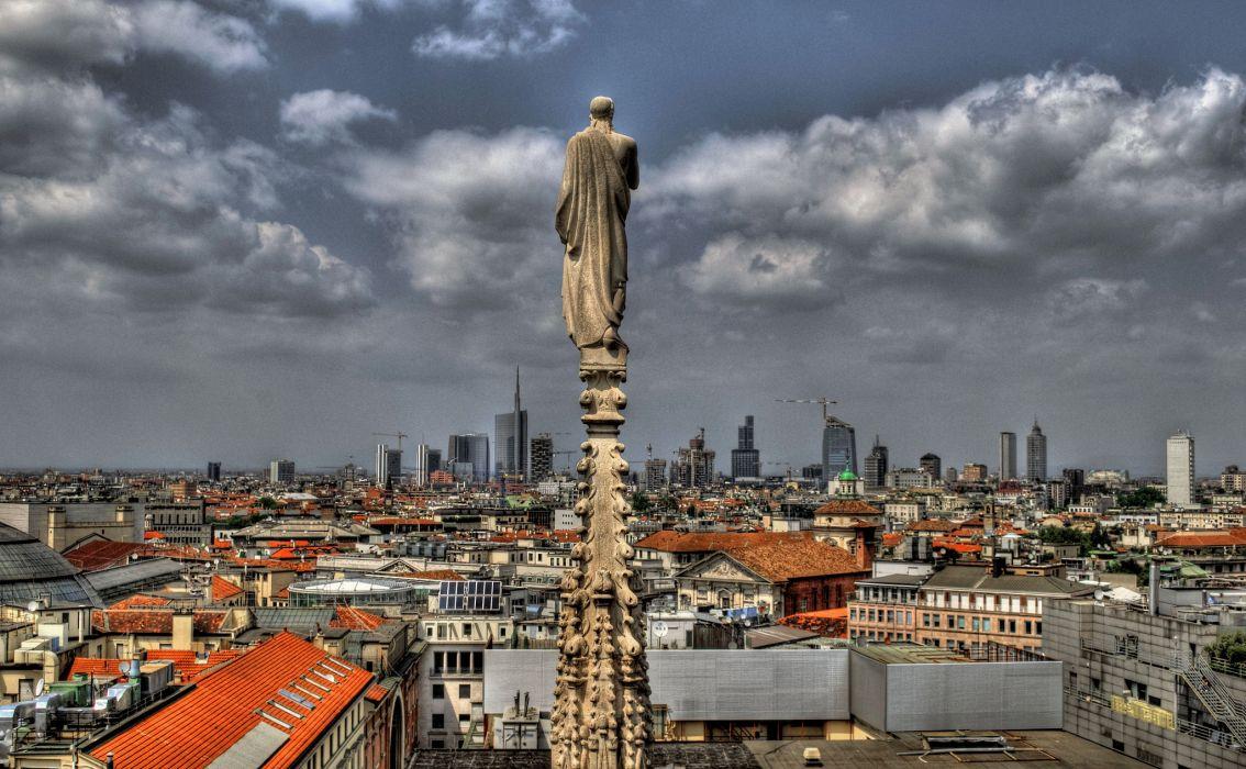 1134x700 Milan Lombardy Italy Guardian Angel buildings panorama wallpaper