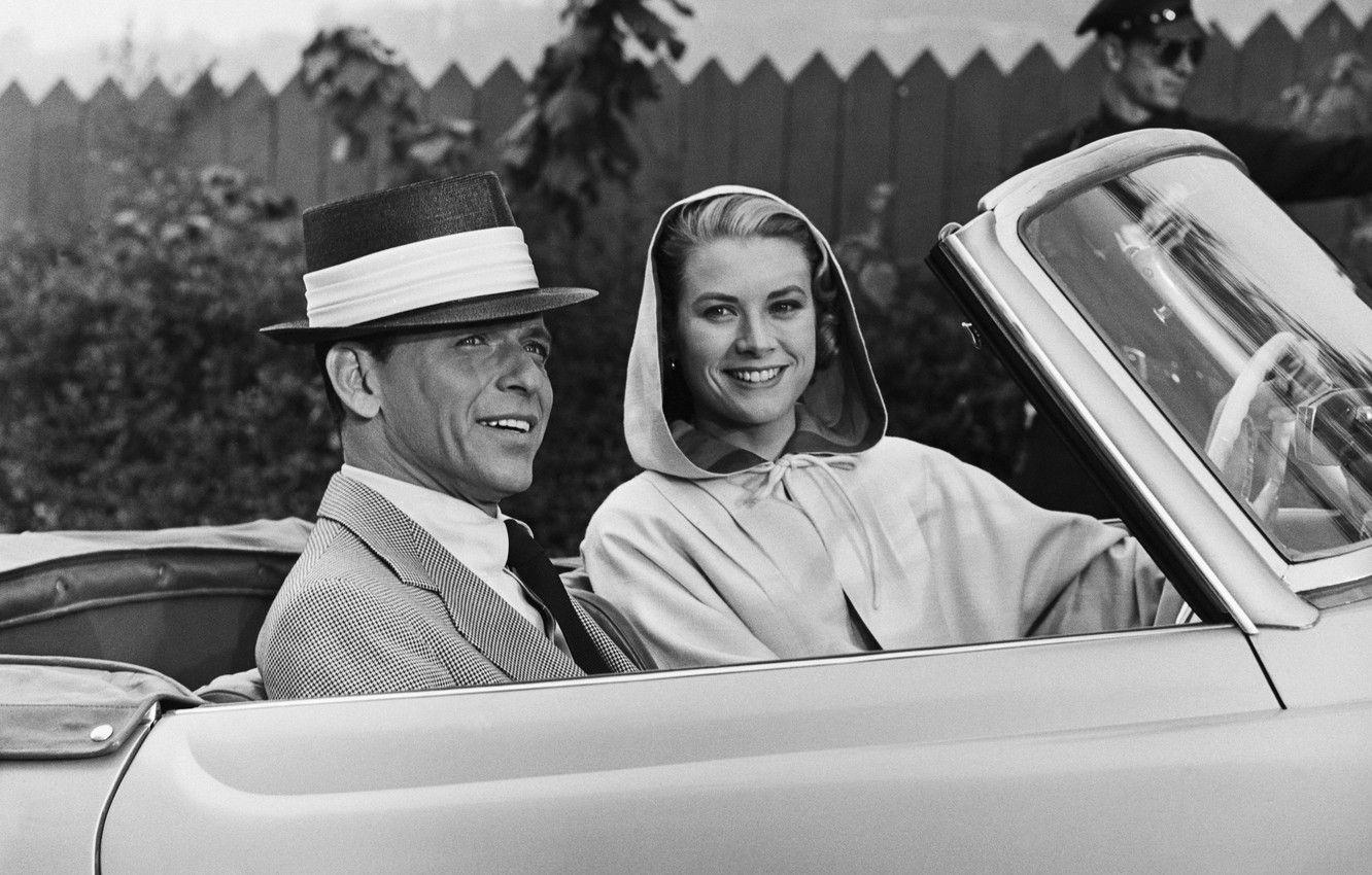 1332x850 Wallpaper actors, car, Grace Kelly, Frank Sinatra, Frank Sinatra