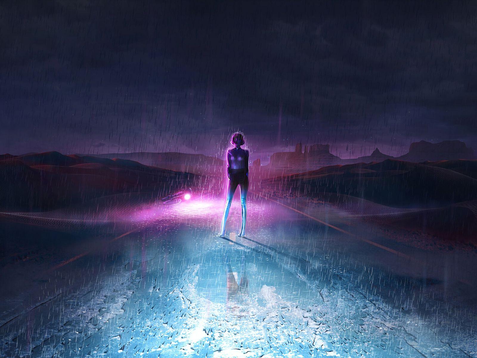 1600x1200 Neon Dark Sky Road 4k 1600x1200 Resolution HD 4k