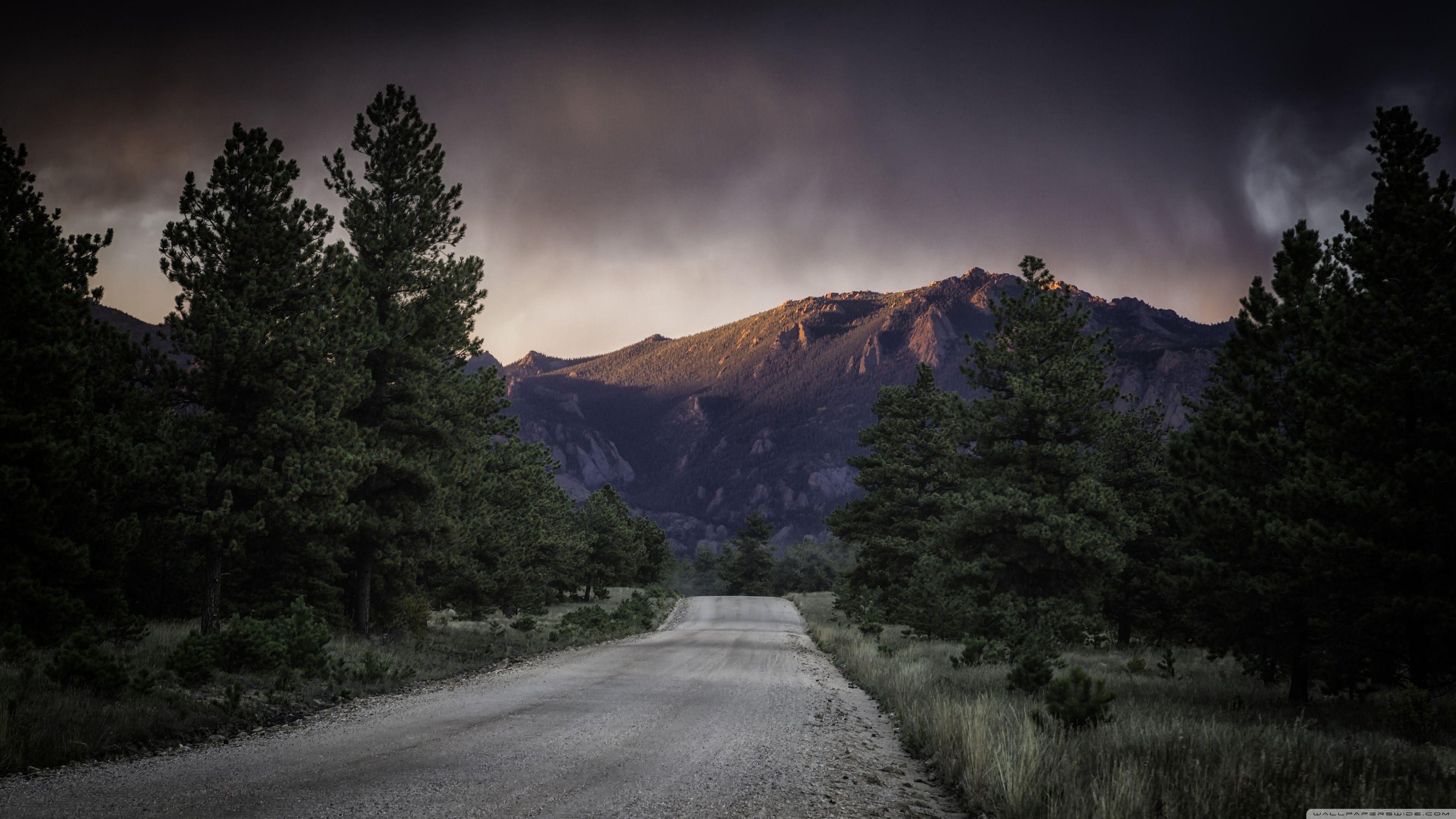3840x2160 Road To The Mountains, Dark Sky Ultra HD Desktop Background