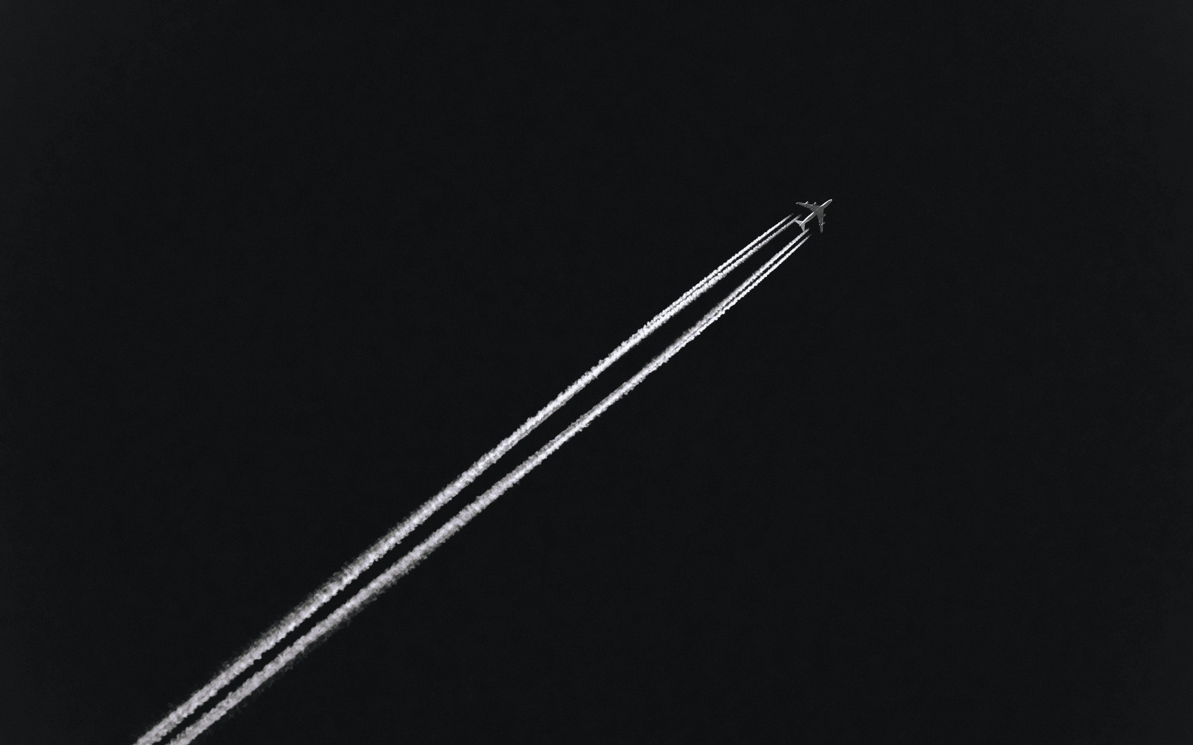 3840x2400 Download wallpaper 3840x2400 airplane, track, dark, sky 4k ultra