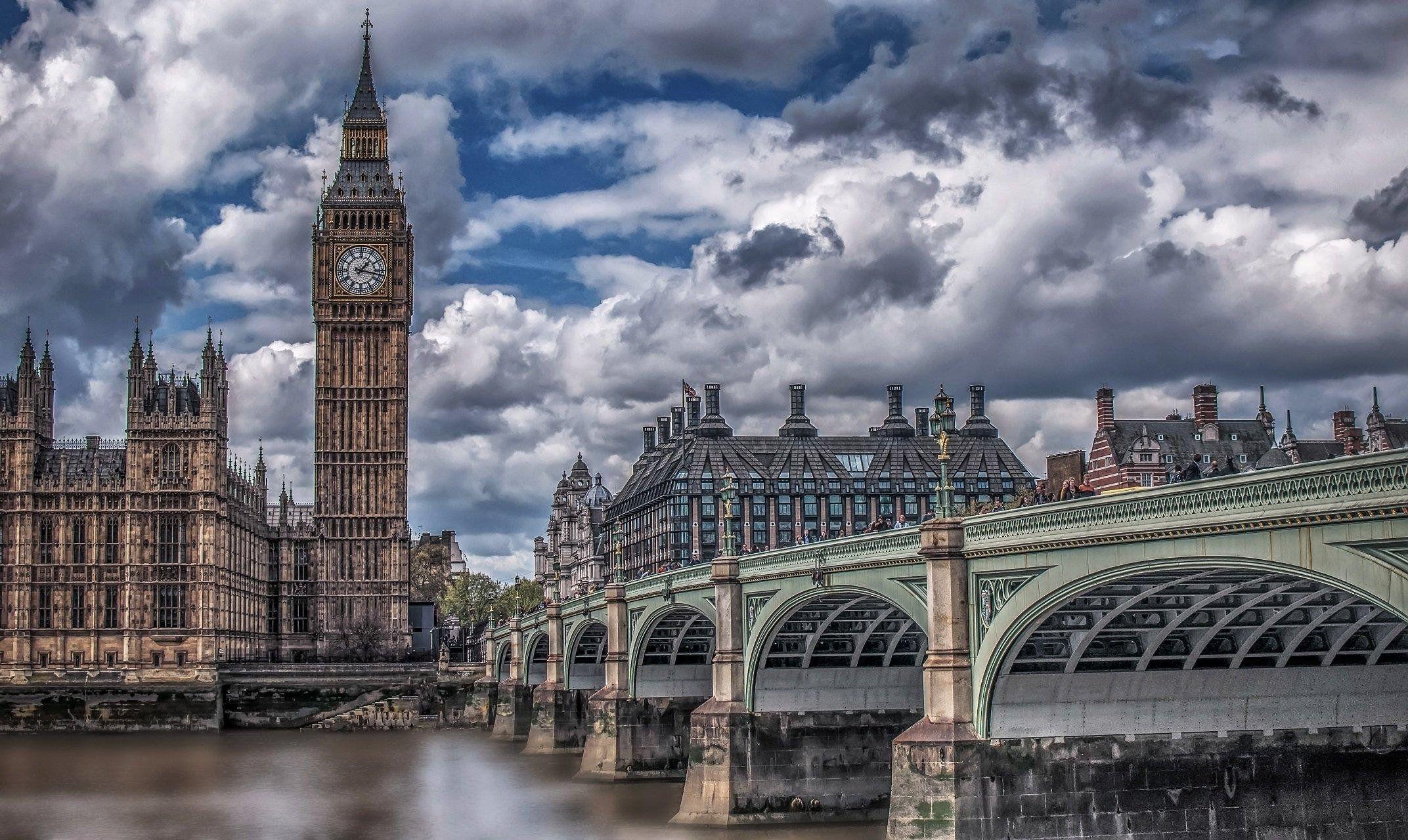 2144x1280 Cloudy Big Ben Bridge Building London Wallpaper for Phone and HD