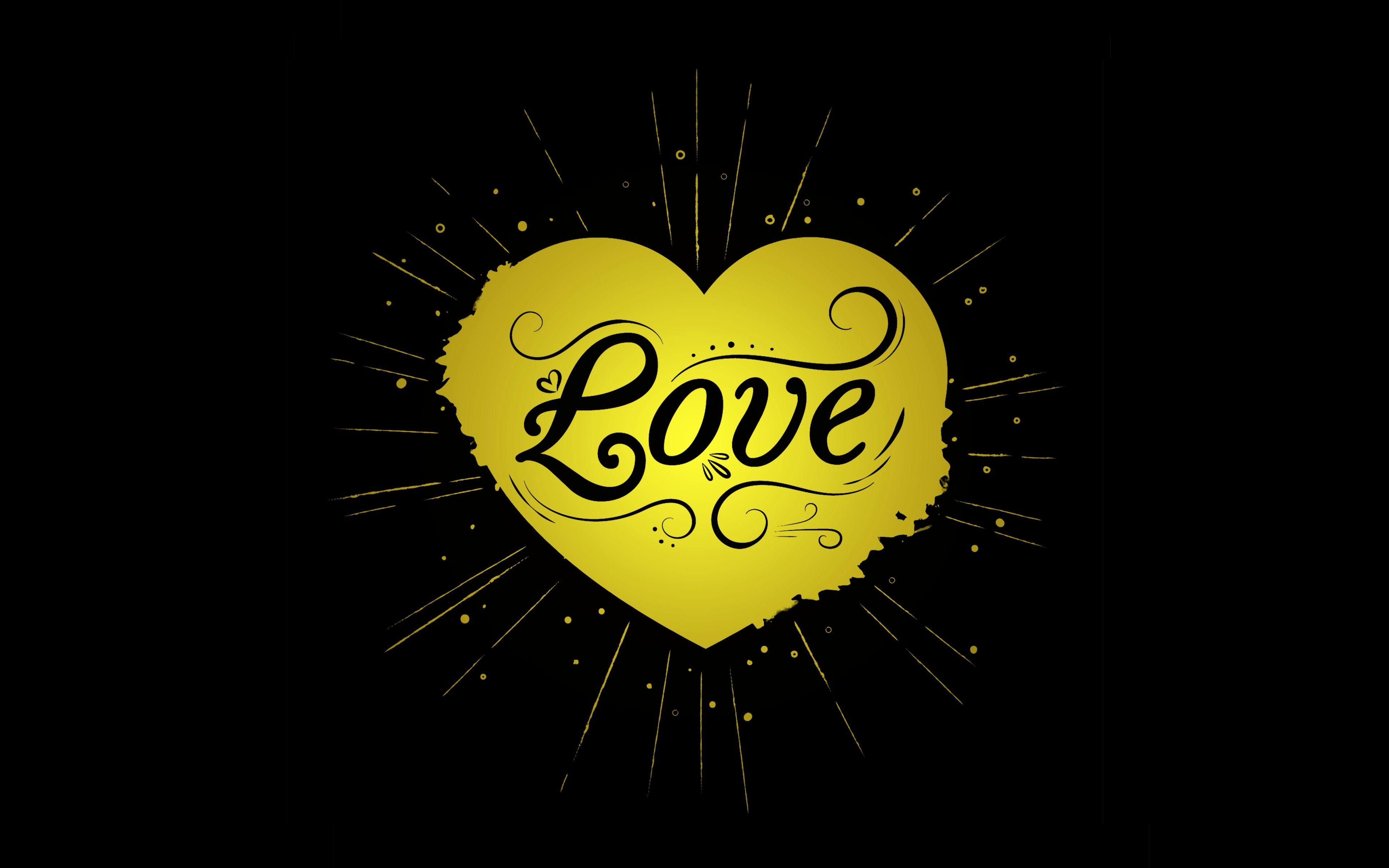 3840x2400 Download Love, heart, minimal, digital artwork, dark wallpaper