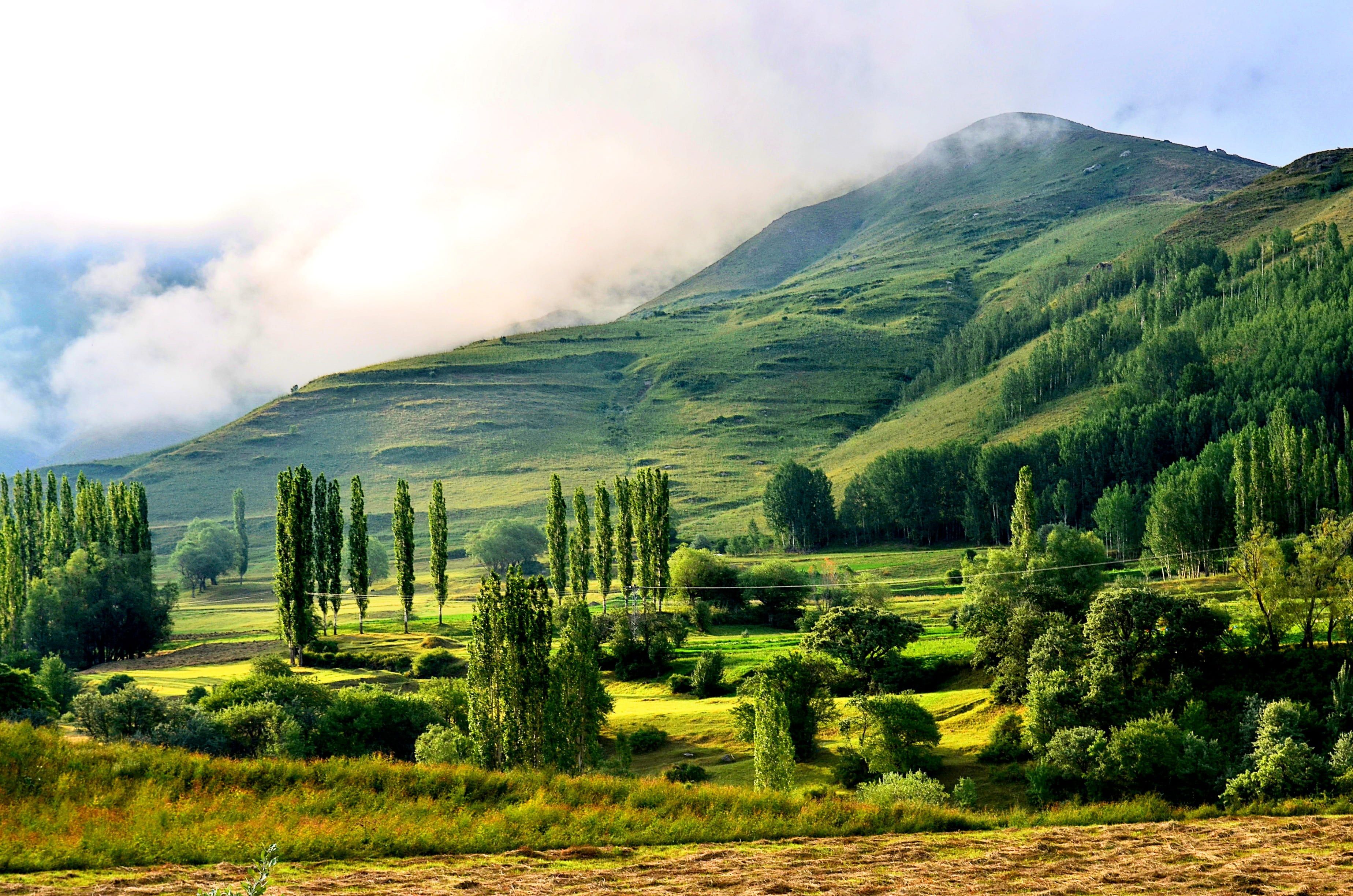 3696x2448 Royalty Free Photo: Cloud Covered Green Mountain During Daytime