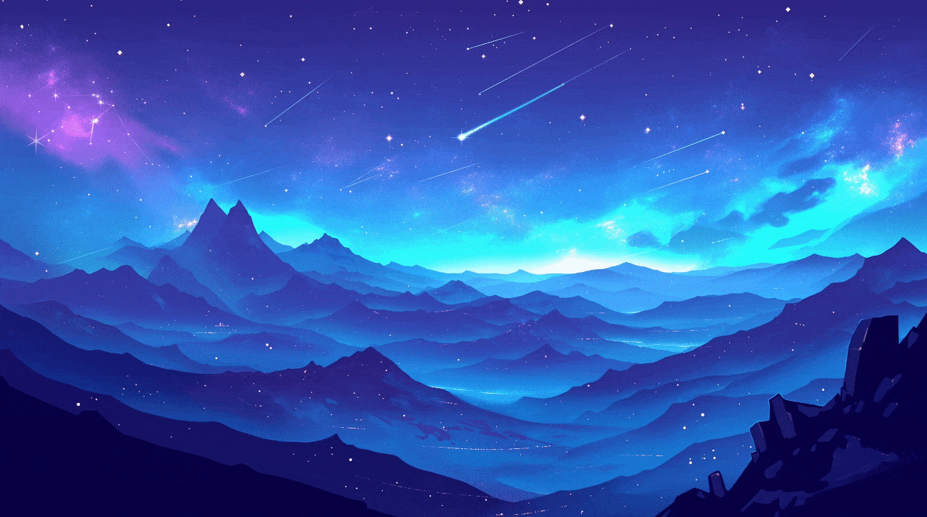 1308x730 ✨ Starfall Night Sky Mountains Aesthetic GIF Desktop Wallpaper