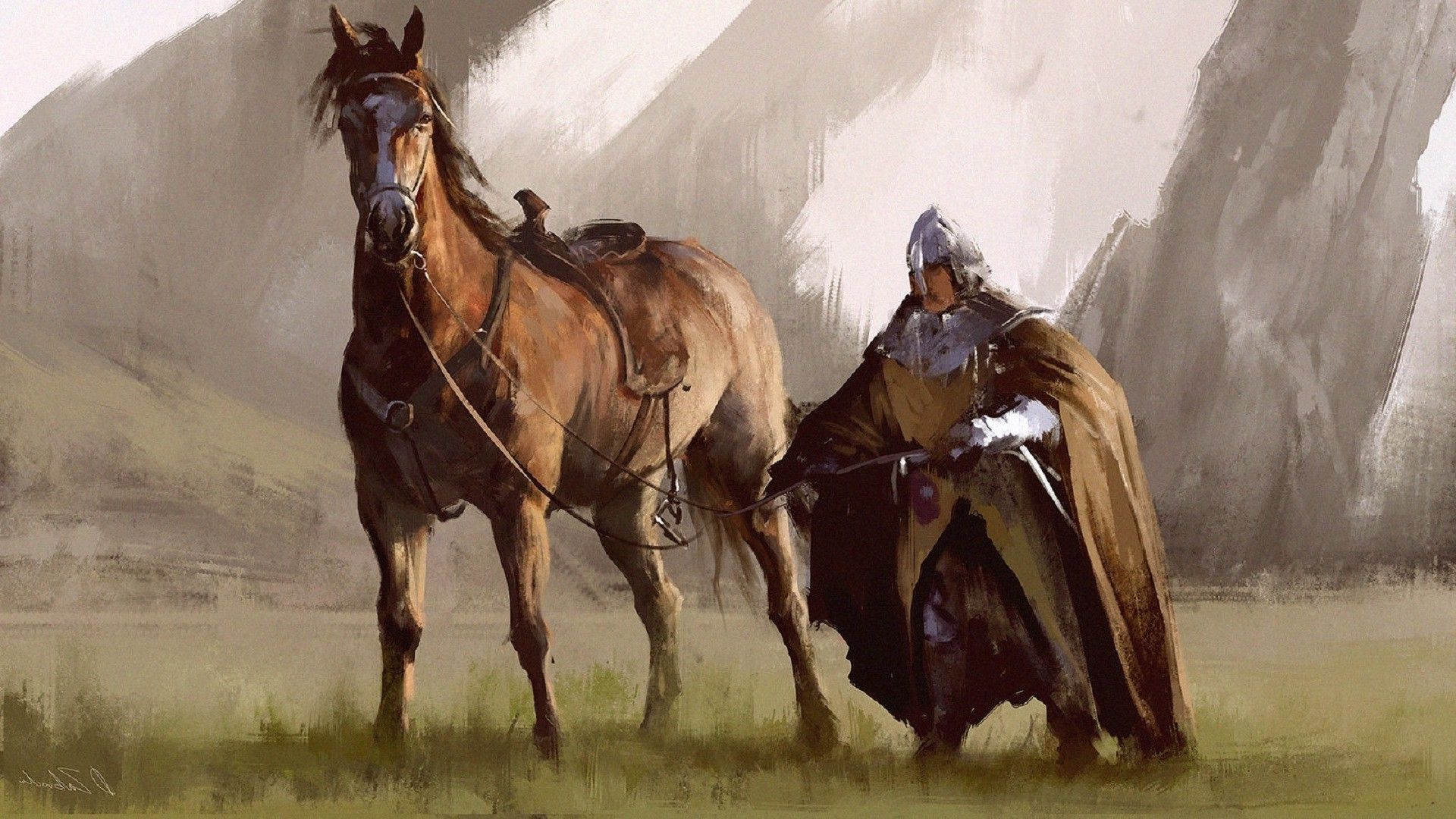 1920x1080 artwork horse knight knights warrior Wallpaper HD / Desktop and Mobile Background
