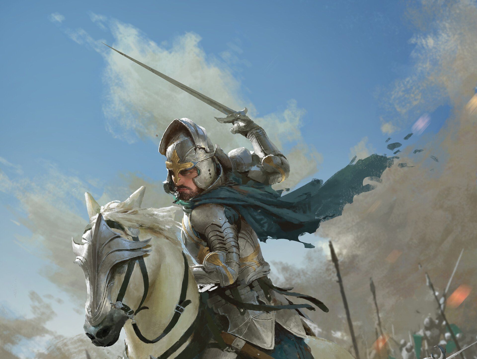 1920x1444 Download Sword Armor Horse Warrior Fantasy Knight Fantasy Warrior HD Wallpaper