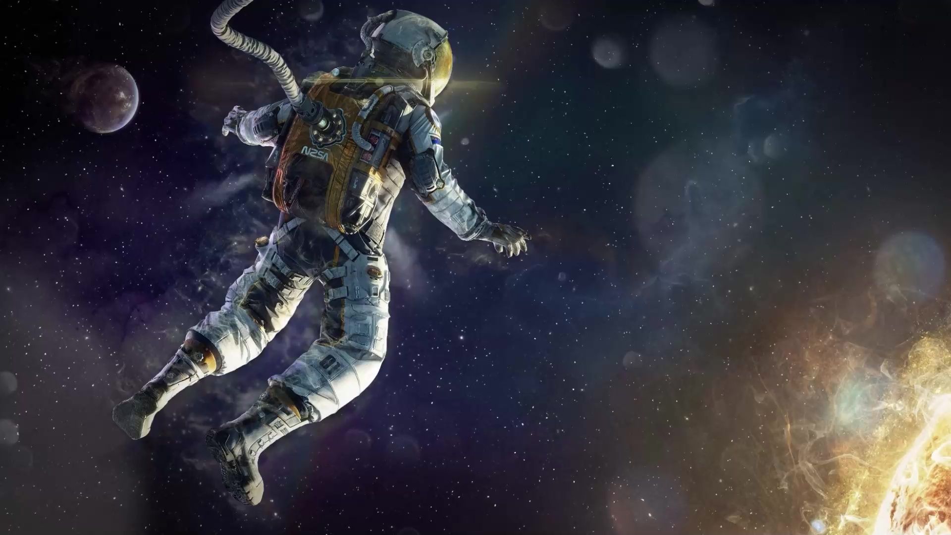 1920x1080 Astronaut Floating In Space Live Wallpaper