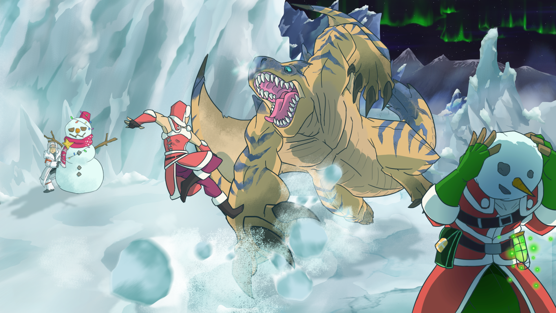 1920x1080 Banner Pic I Did For The R MonsterHunterWorld Discord 'round Christmas
