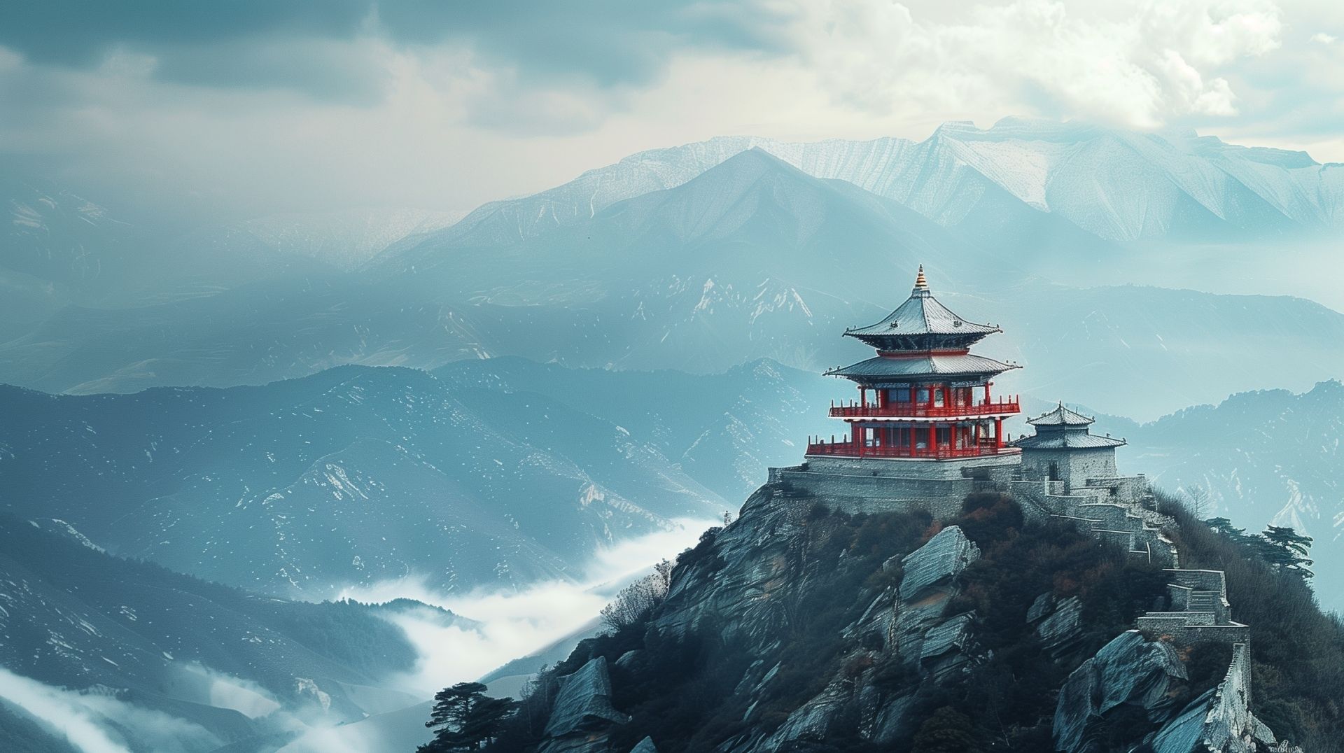 1920x1076 Buddhist Temple at Mountain Wallpaper, HD Nature 4K Wallpaper, Image and Background