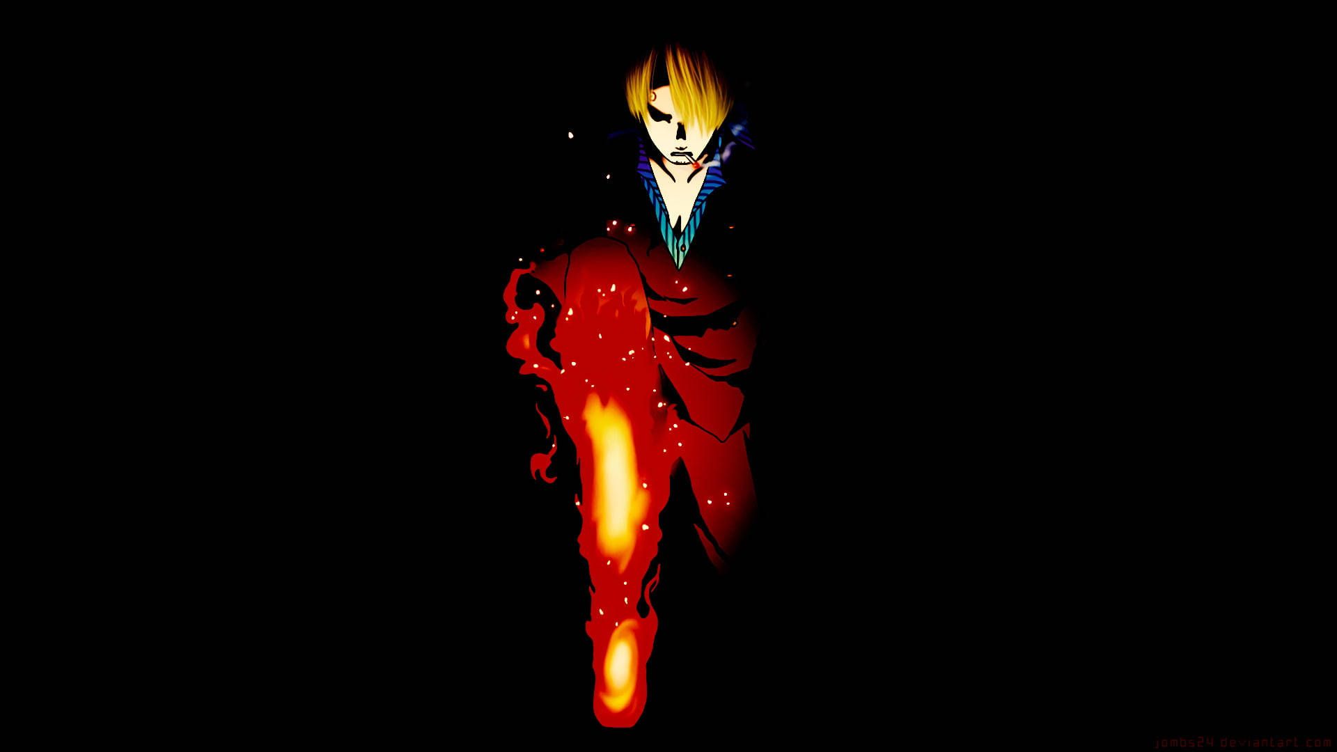 1920x1080 Sanji Devil Kick In Dark Wallpaper