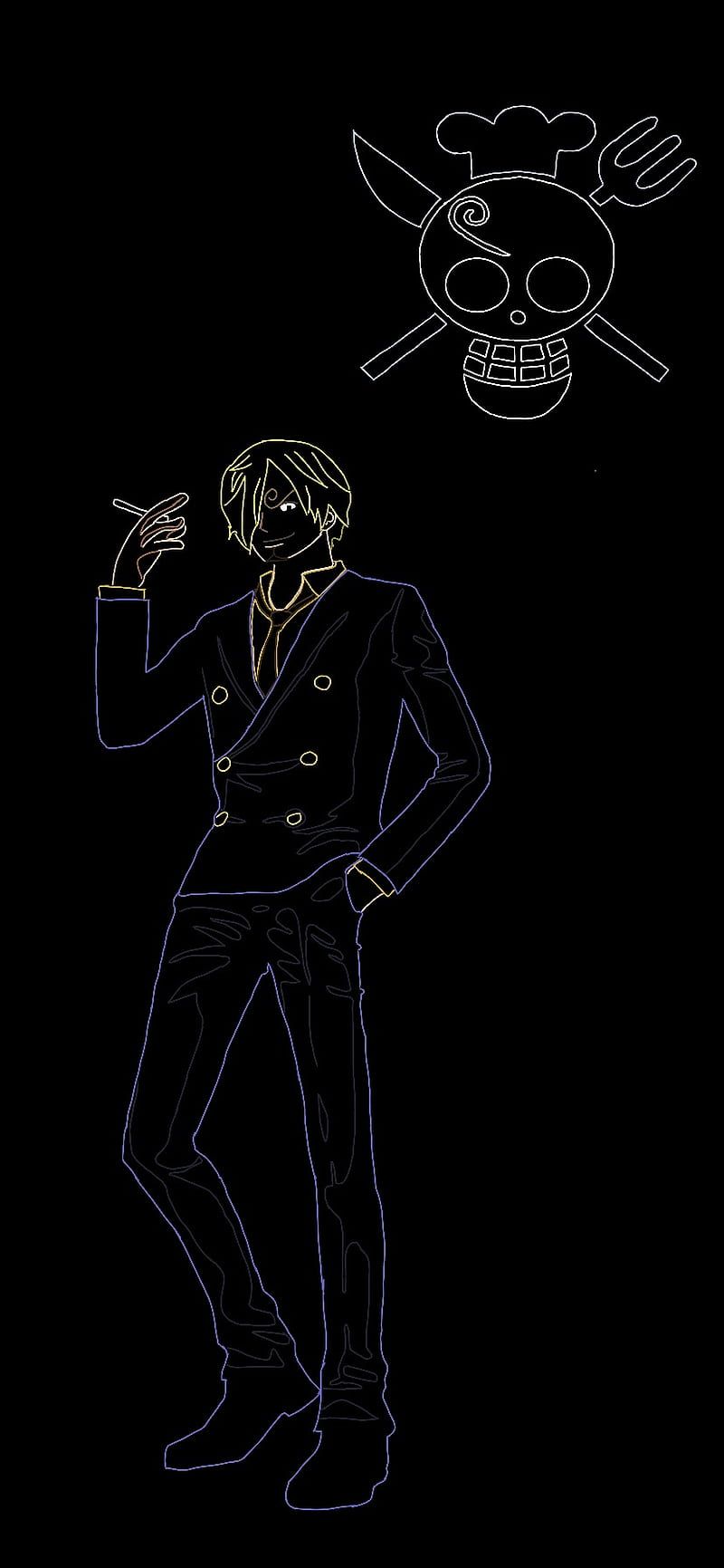 800x1731 Sanji, anime, cooking, line art, one piece, pirates, strawhat pirates, HD phone wallpaper