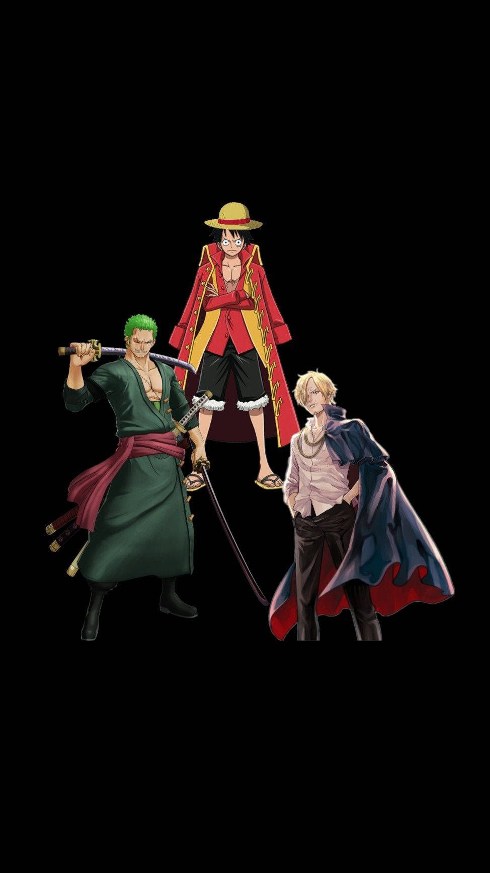 974x1732 Luffy Zoro Sajni Black Canvas Canvas Portrait Wallpaper