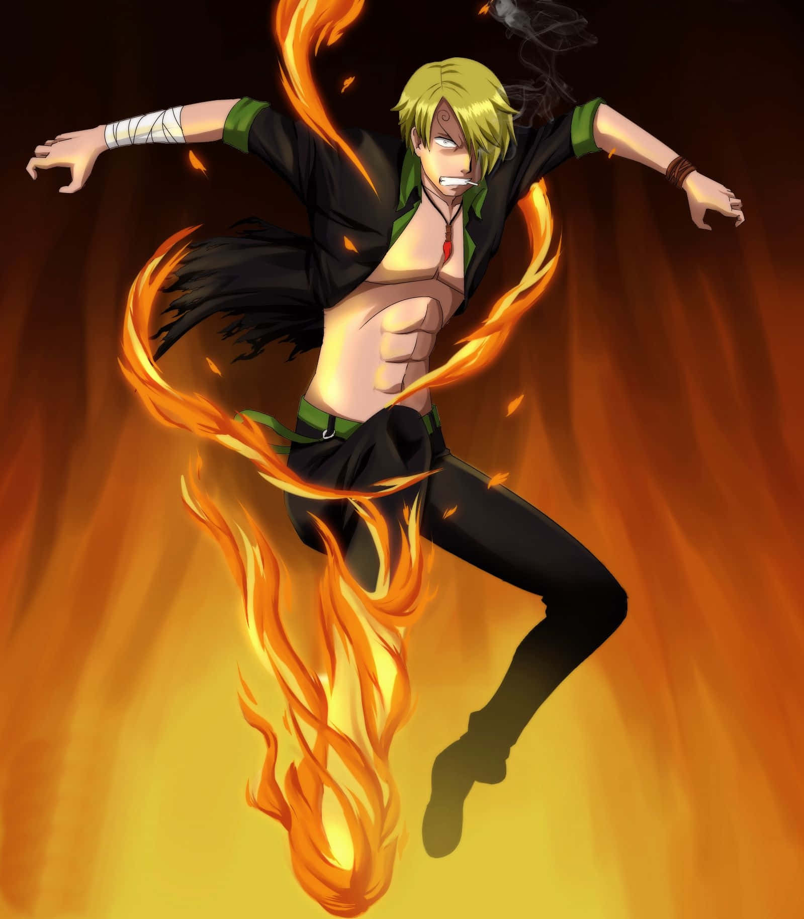 1599x1828 Download One Piece Sanji iPhone Background: An Impressive Display Of Sanji The Black Leg's Flashy Moves! Wallpaper