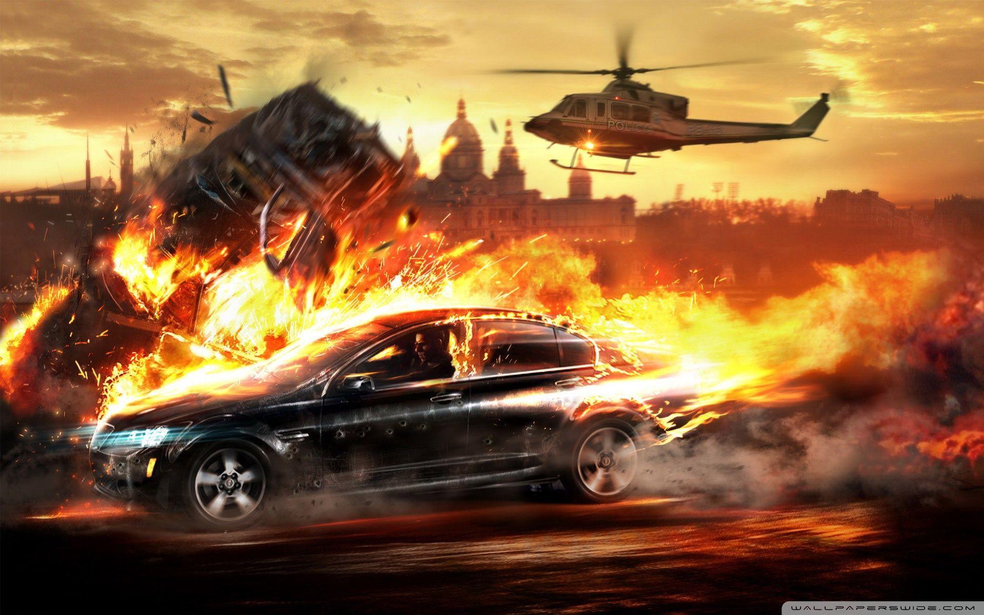 1920x1200 Car On Fire Ultra HD Desktop Background Wallpaper for 4K UHD TV