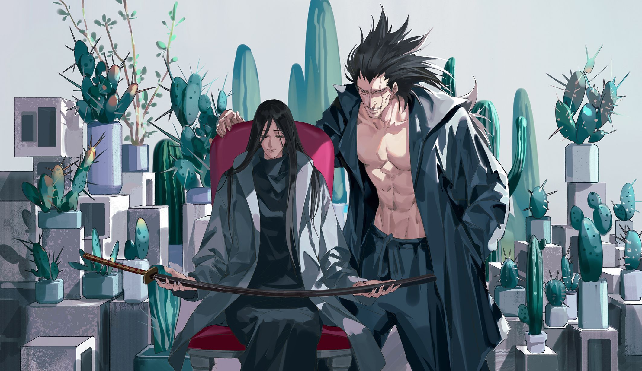 2126x1230 Kenpachi Zaraki & Unohana Retsu HD Wallpaper from Bleach