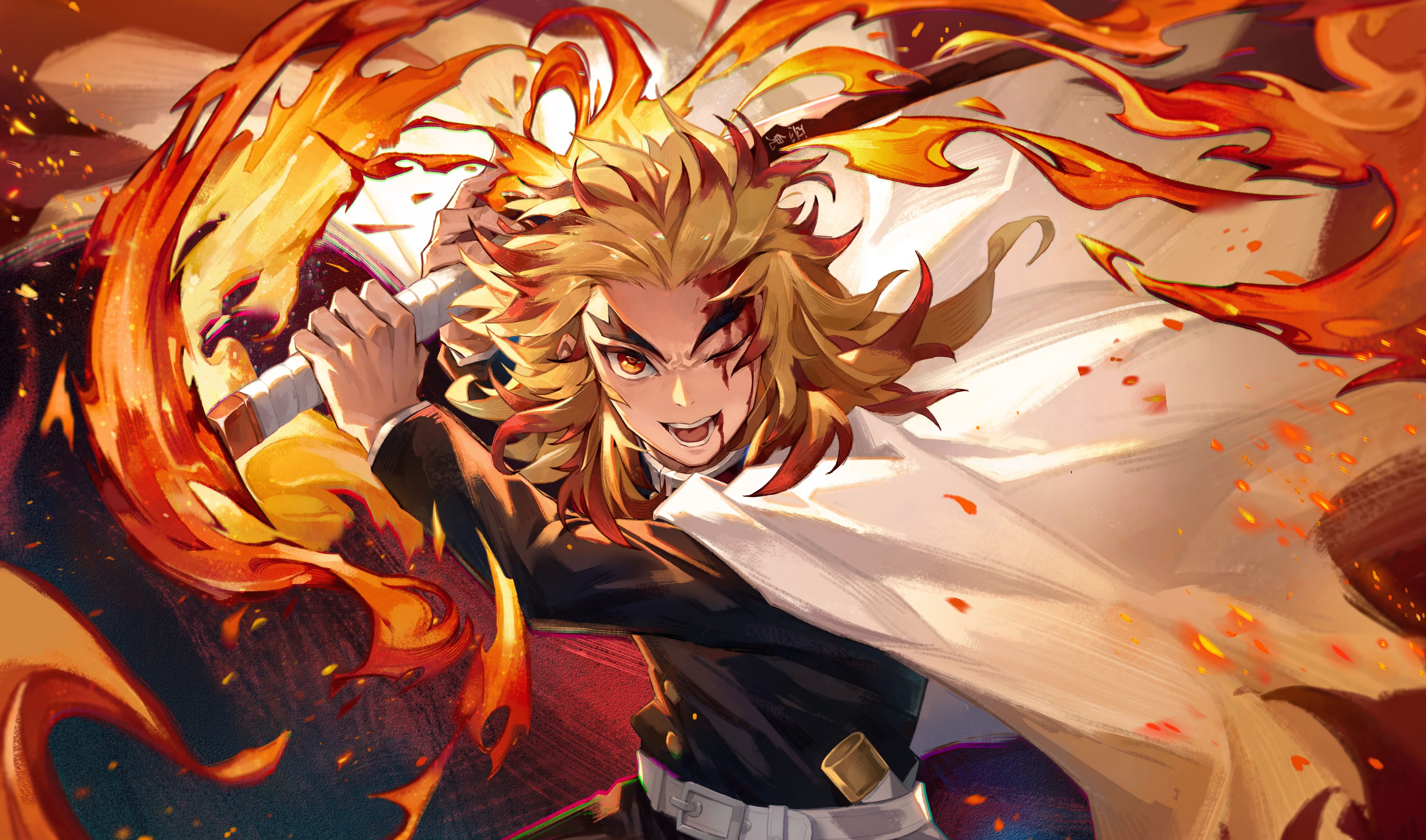 5945x3504 Kyojuro Rengoku Wallpaper and Background