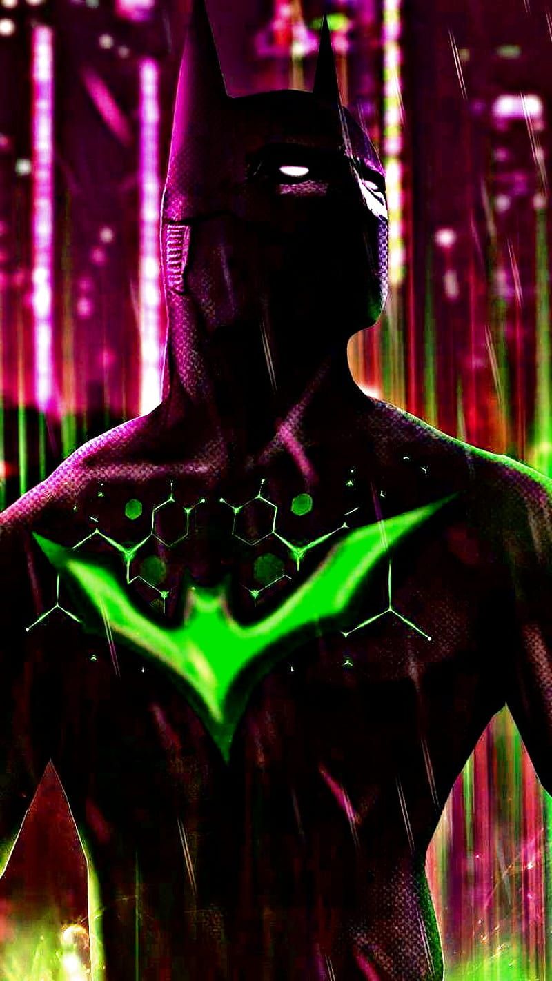 800x1422 Neon Batman, bat, batman, cool, divel, evil, green, lucifer, neon, pattern, superhero, HD phone wallpaper