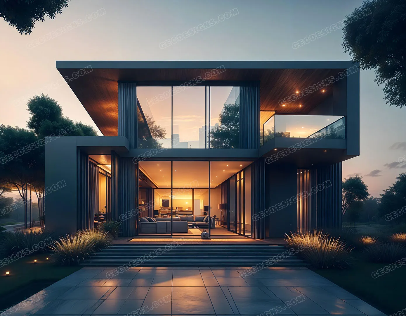 1390x1080 Beautiful modern luxury house AI Generated wallpaper