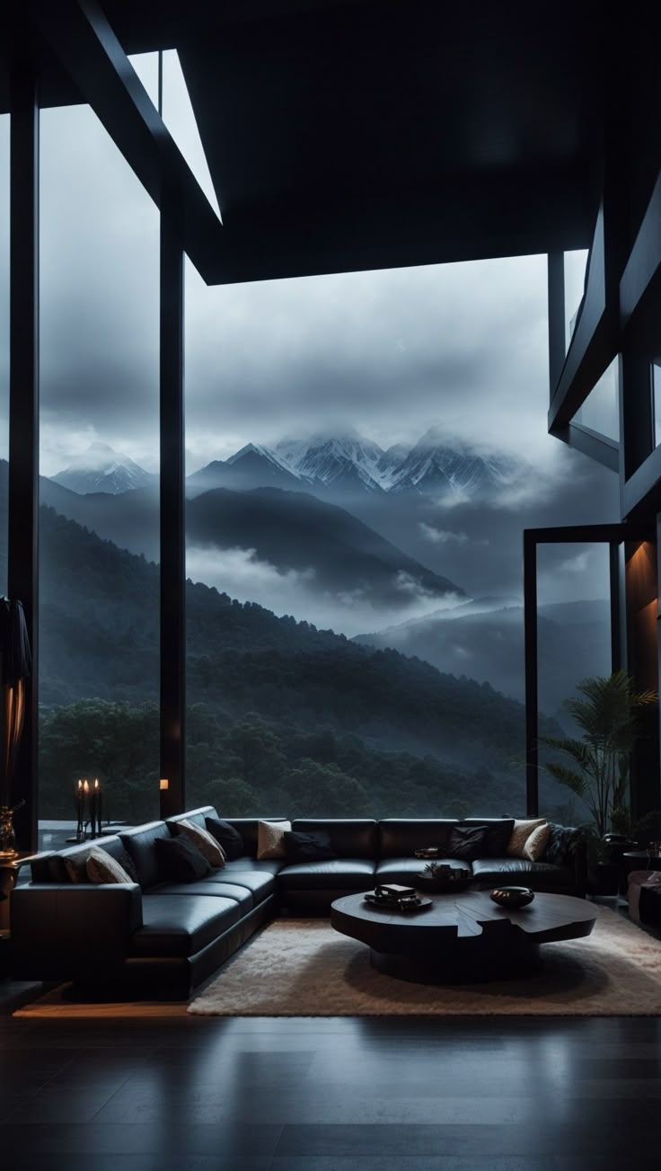 736x1303 Dark luxury house in the mountains