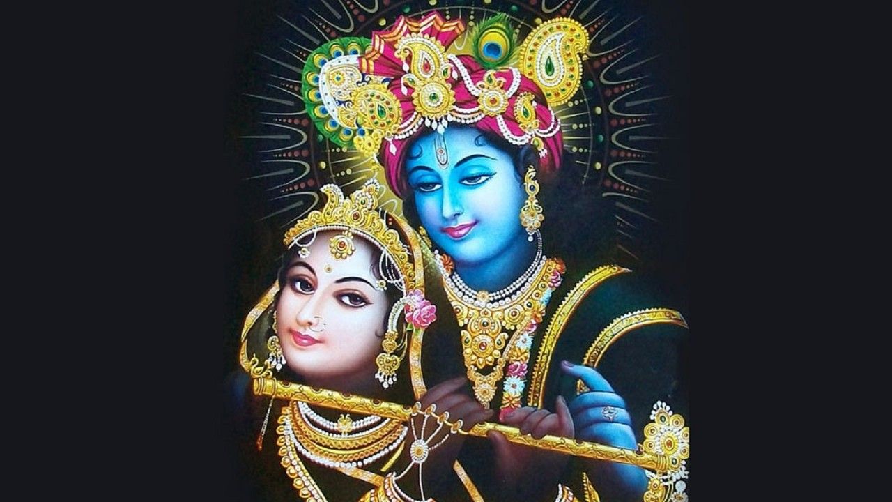 1280x720 Krishna And Radha In Black Background HD Krishna Wallpaper