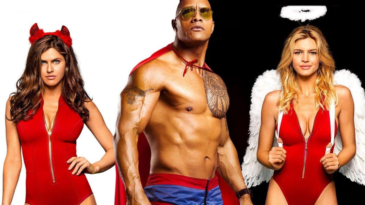 1280x720 The Rock Alexandra And Kelly Rohrbach Baywatch Wallpaper